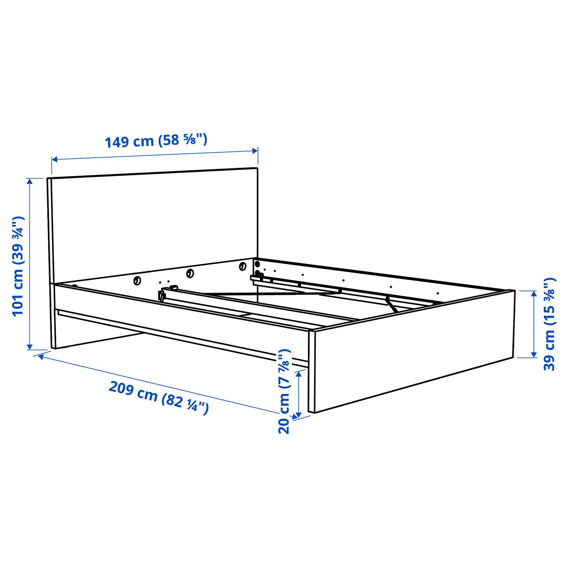 STORKLINTA, bed frame with 4 storage boxes, 140x200 cm, 696.308.17