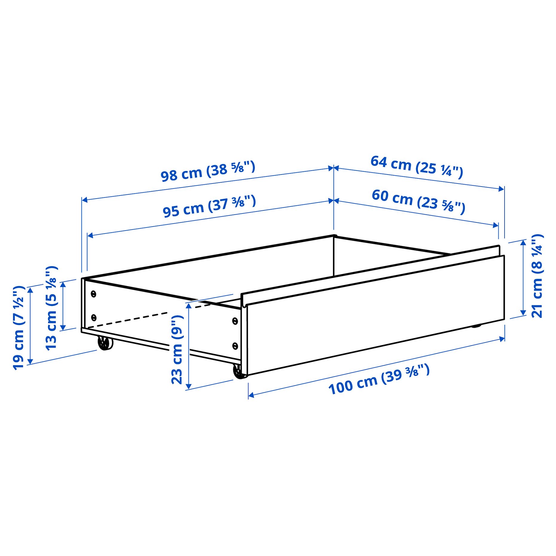 STORKLINTA, bed frame with 4 storage boxes, 140x200 cm, 696.308.17