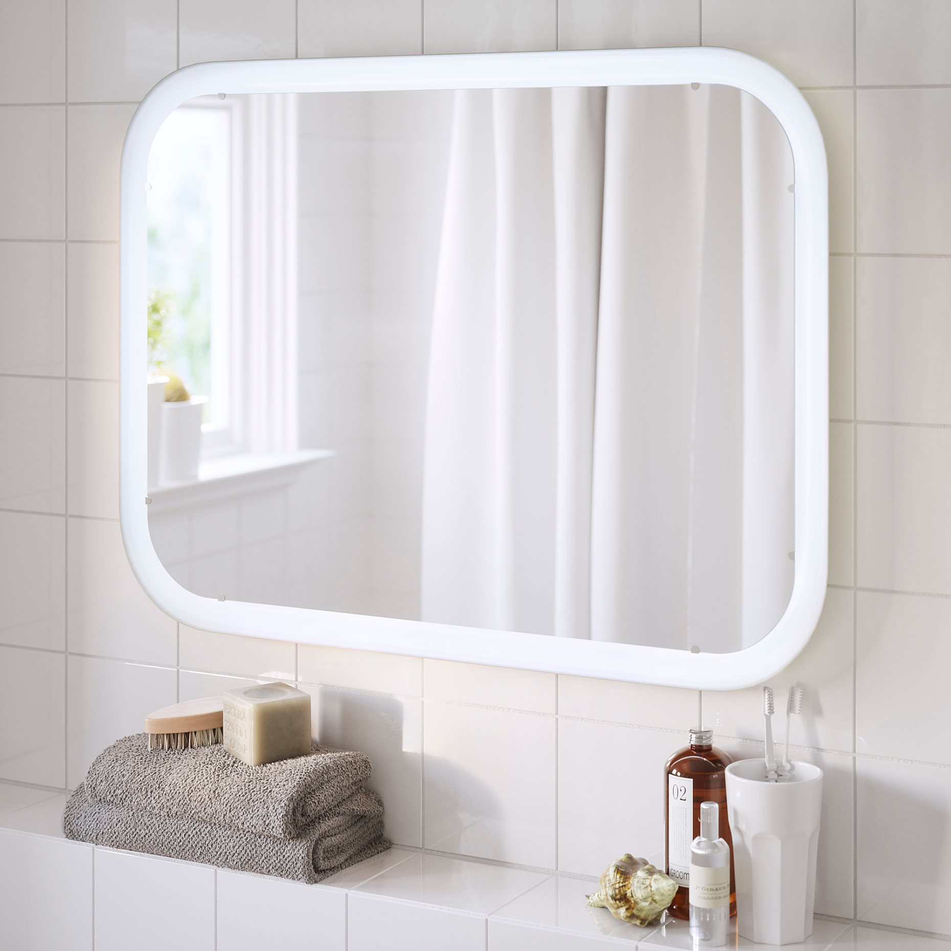 STORJORM, mirror with integrated lighting, 702.481.25