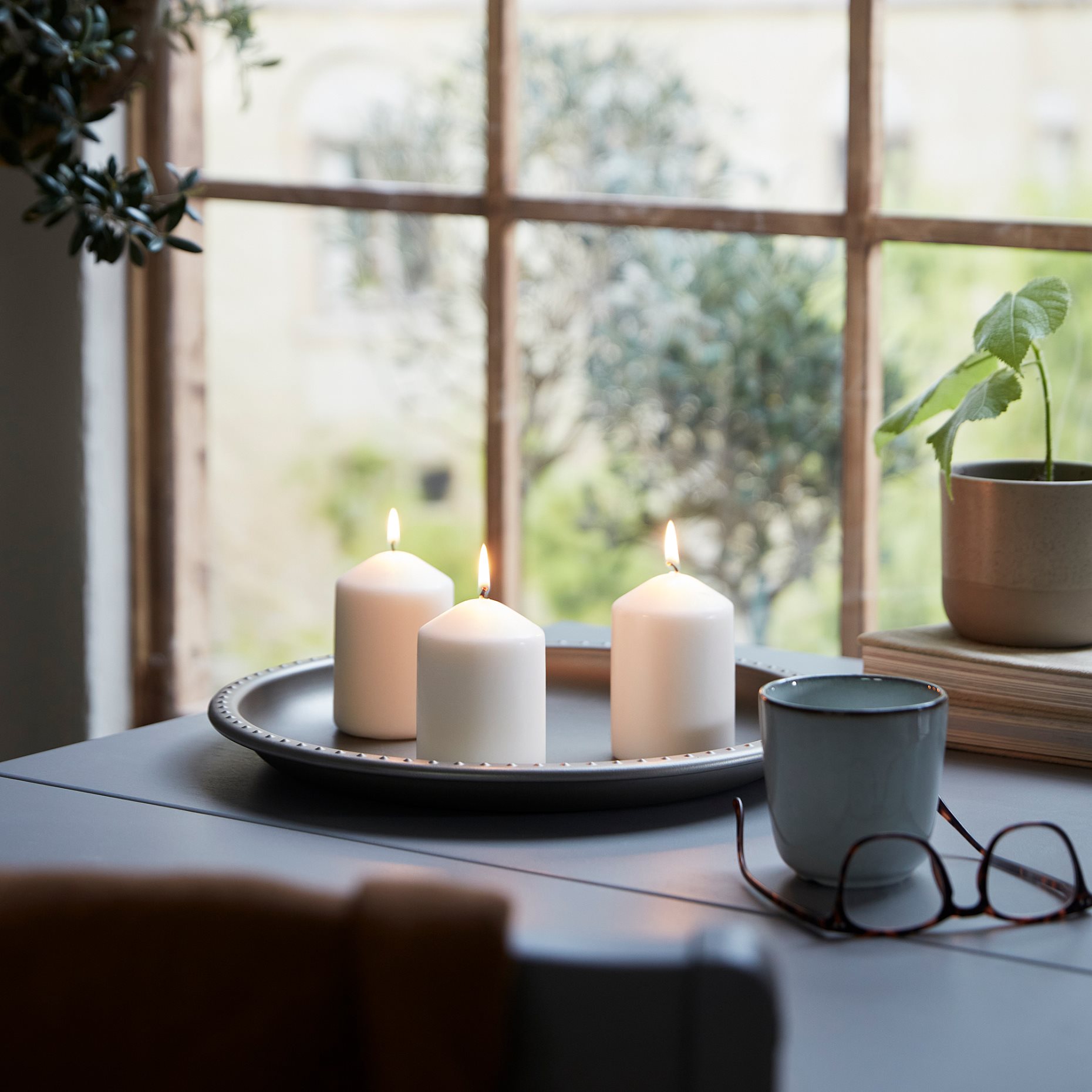 LÄTTNAD, unscented block candle, 703.384.56