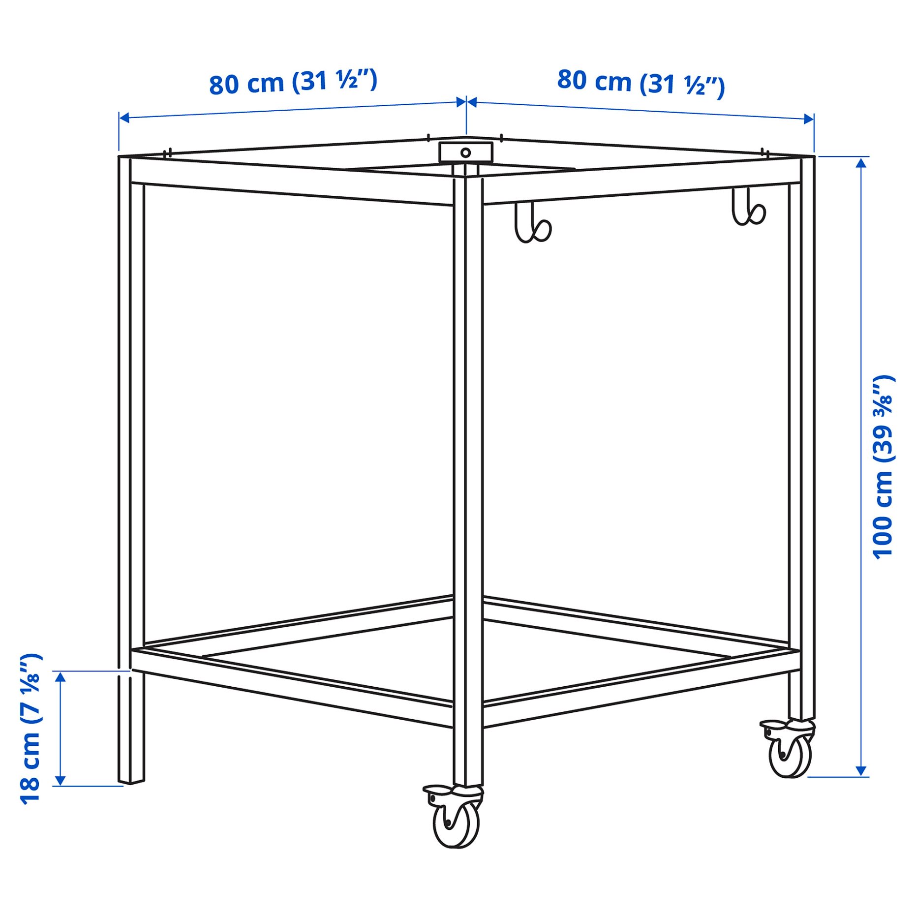 TROTTEN, underframe for table top, 80x80x100 cm, 704.871.87