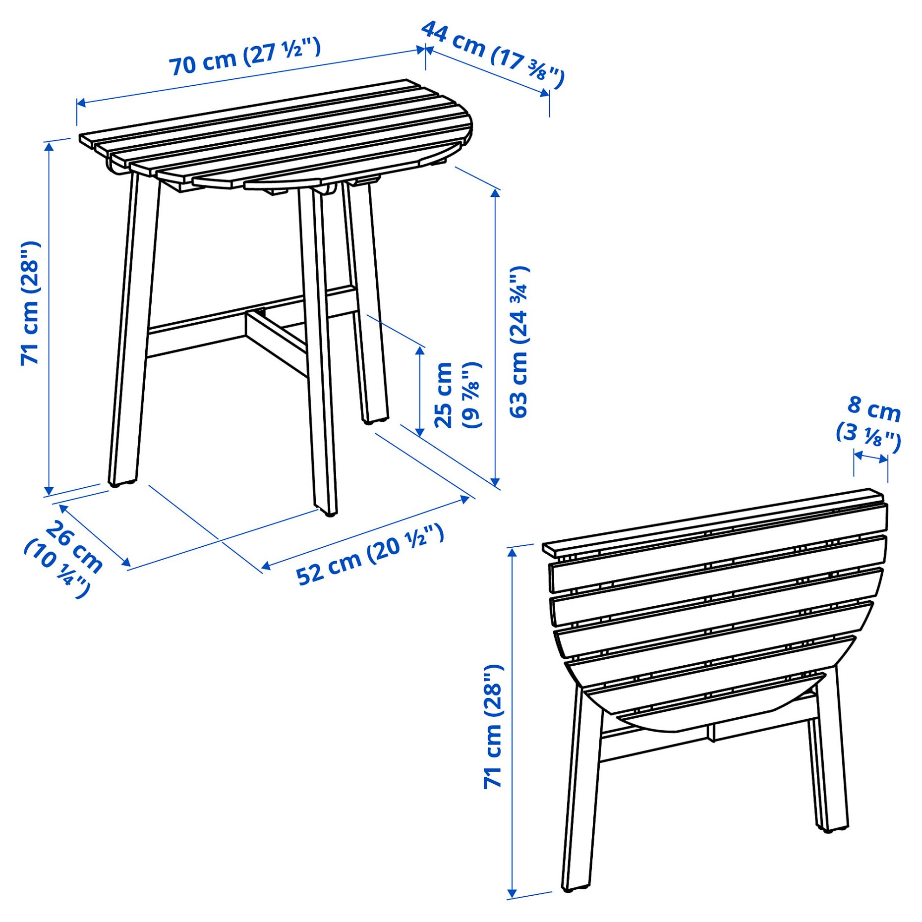 ASKHOLMEN, τραπέζι τοίχου πτυσσόμενο/εξωτερικού χώρου, 70x44 cm, 705.574.96