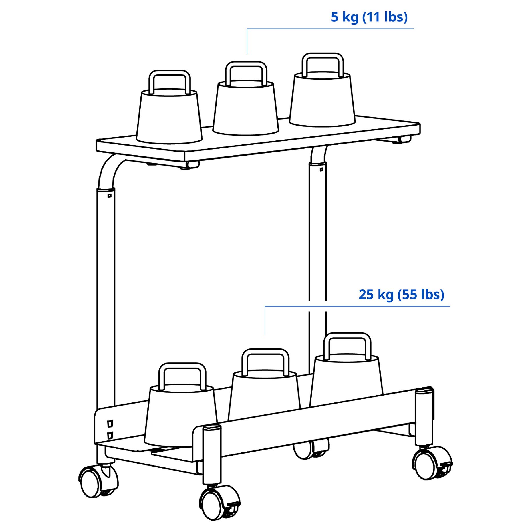 LÅNESPELARE, τροχήλατη βάση υπολογιστή με ράφι, 50x27 cm, 706.130.63