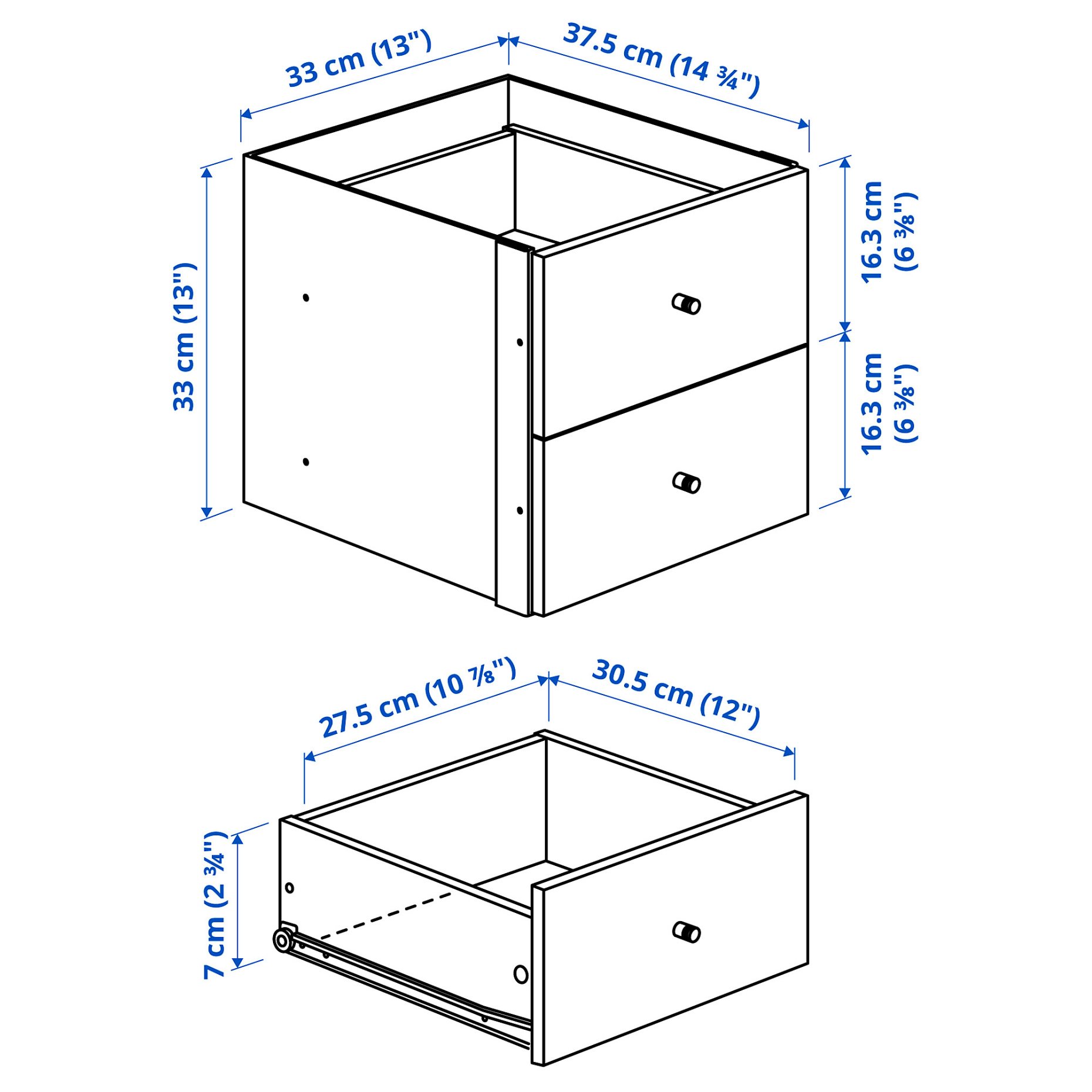KALLAX, shelving unit with 4 inserts, 147x147 cm, 792.783.25
