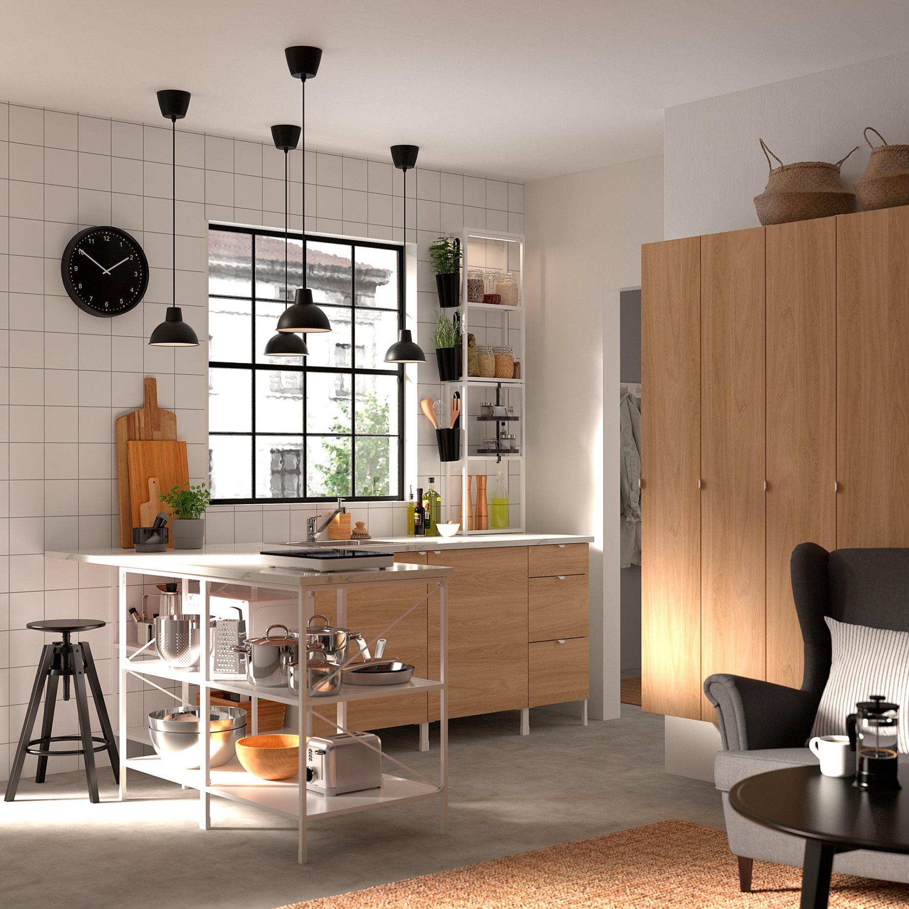 ENHET, high cabinet with 4 shelves/door, 793.224.89