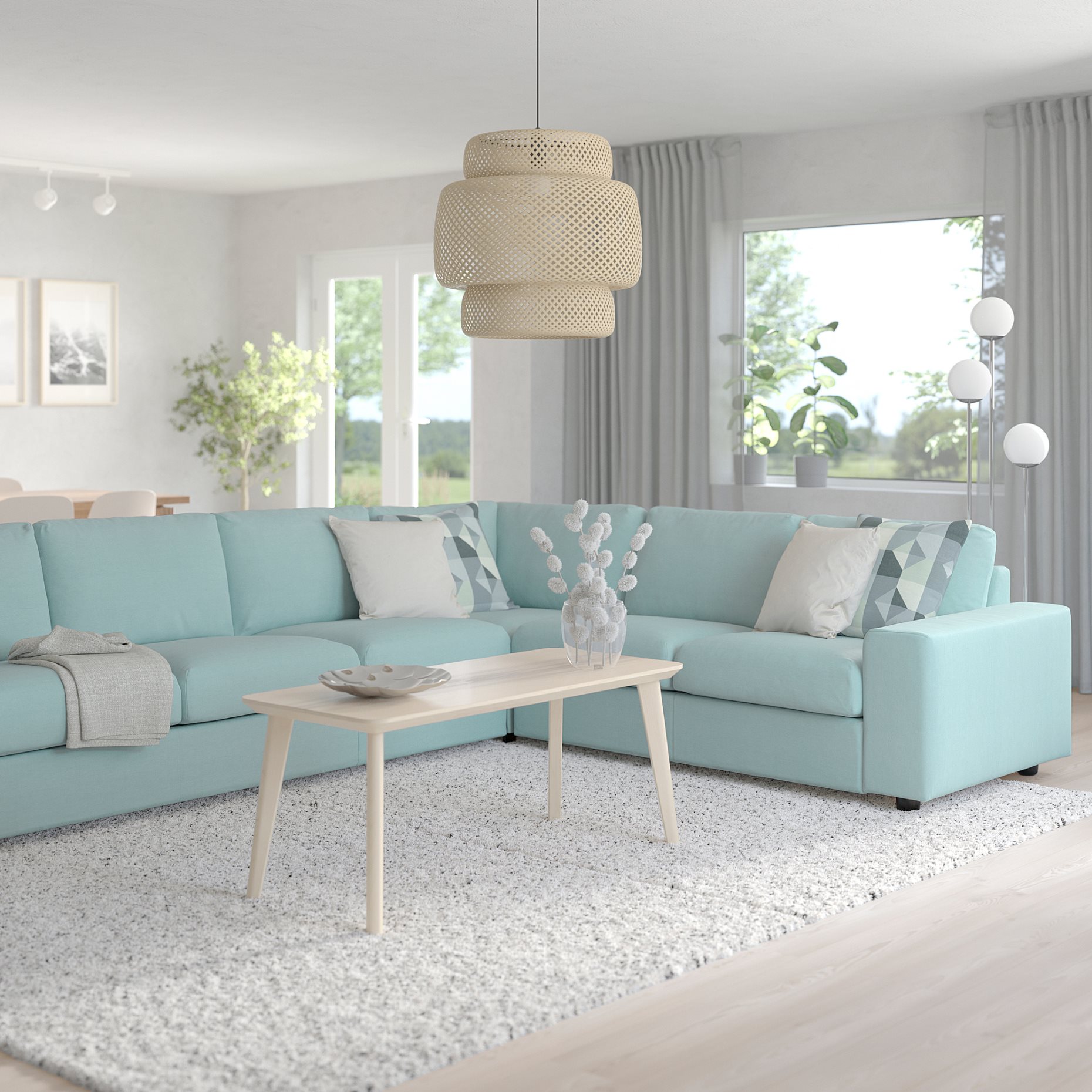 VIMLE, corner sofa, 5-seat with wide armrests, 794.018.15