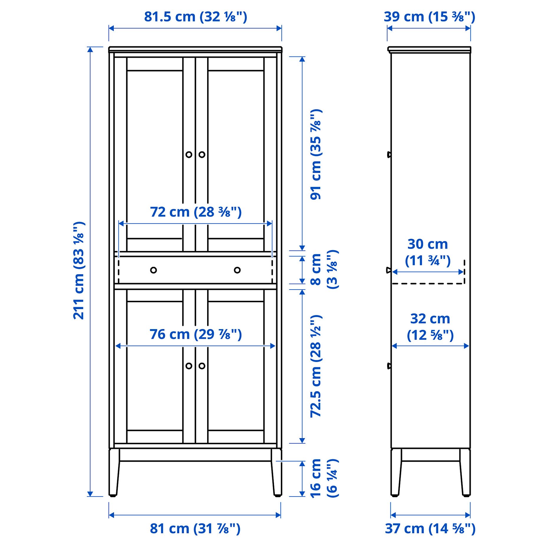 IDANAS, σύνθεση αποθήκευσης με γυάλινες πόρτες, 244x39x211 cm, 794.372.73