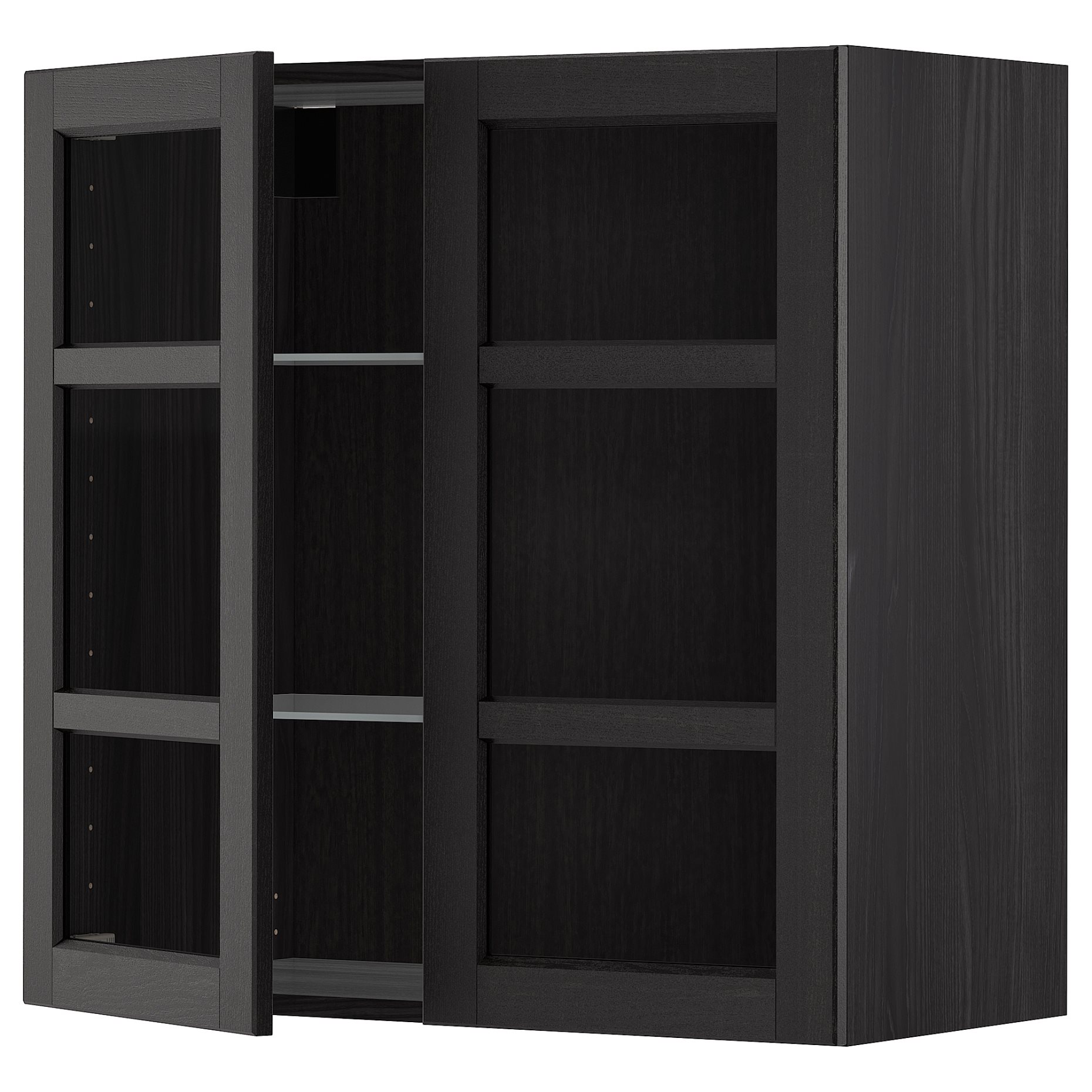 METOD, wall cabinet with shelves/2 glass doors, 80x80 cm, 794.566.38