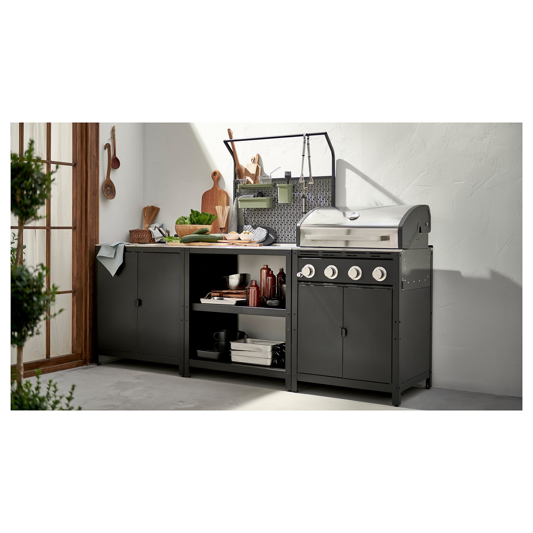 GRILLSKÄR, νησίδα κουζίνας με πίσω επιφάνεια/εξωτερικού χώρου, 86x61x176 cm, 794.952.44
