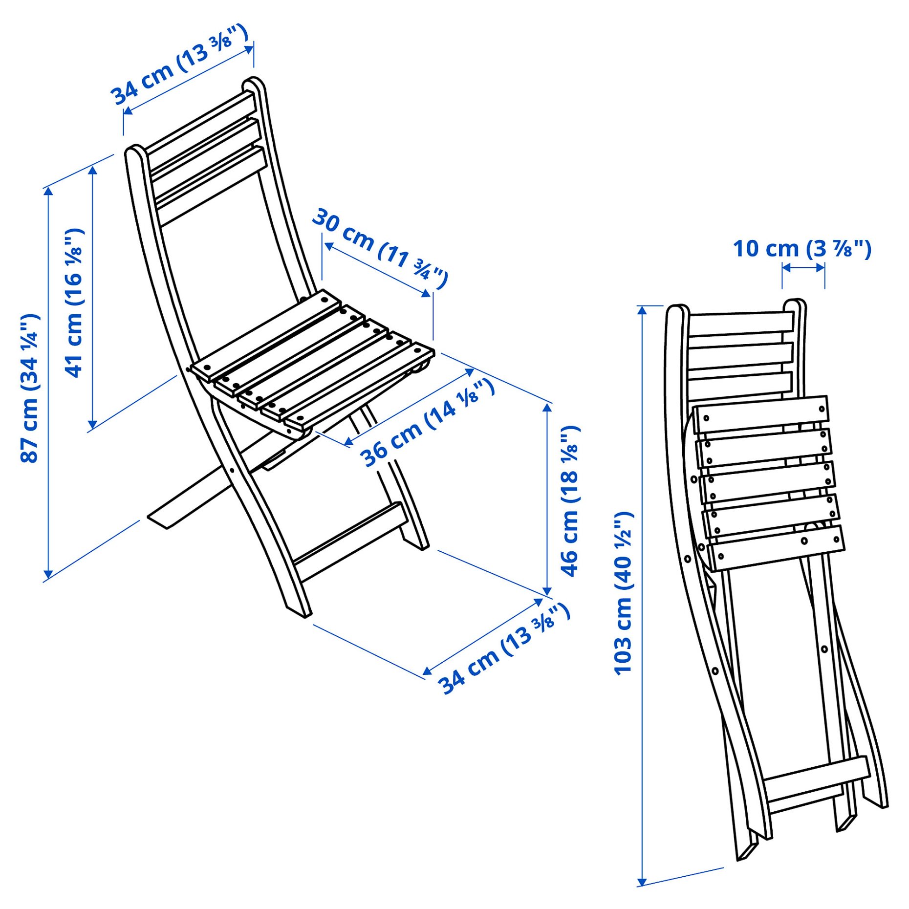 ASKHOLMEN, table and 2 folding chairs/outdoor, 60x62 cm, 795.290.98