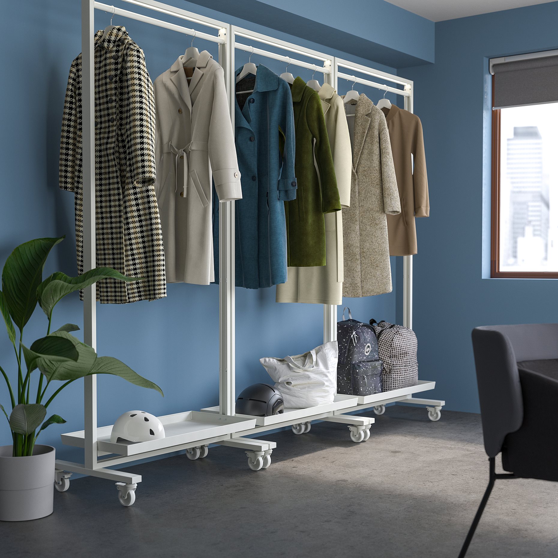 MITTZON, frame with castors/clothes rail/display shelf, 85x205 cm, 795.364.14