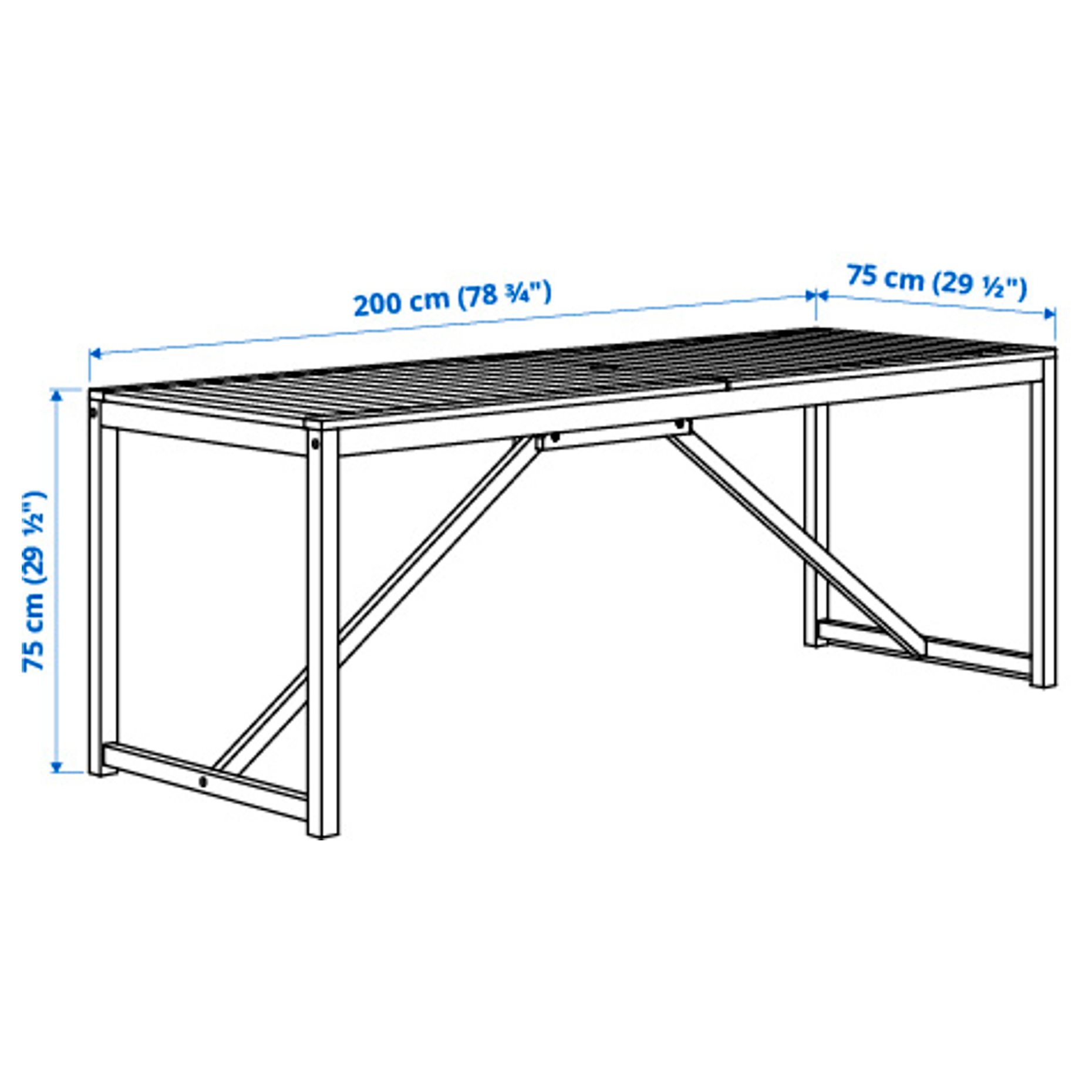 NÄMMARÖ, table with 6 chairs with armrests outdoor, 200 cm, 795.443.86