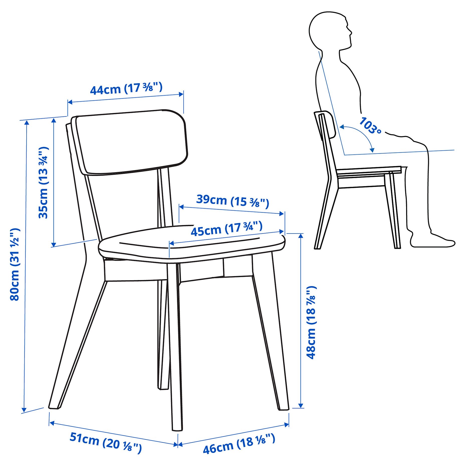LISABO/LISABO, τραπέζι και 4 καρέκλες, 105 cm, 795.548.51