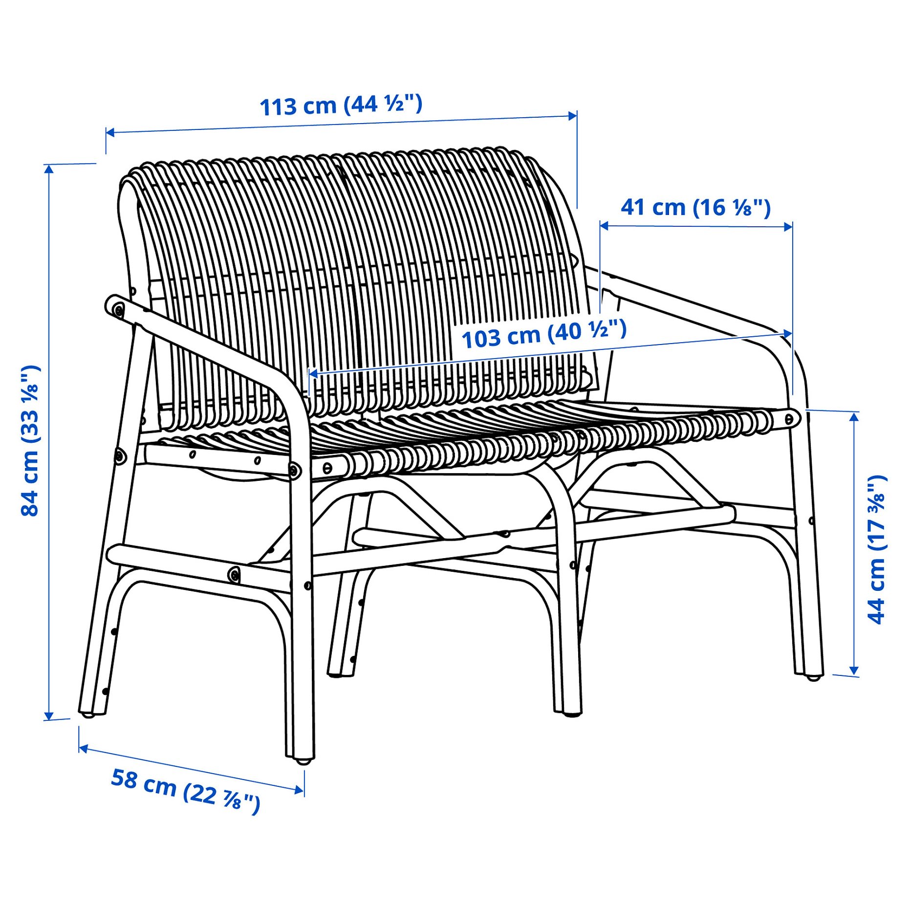 SALNO/GRYTTOM, bench with pad/rattan, 795.646.09
