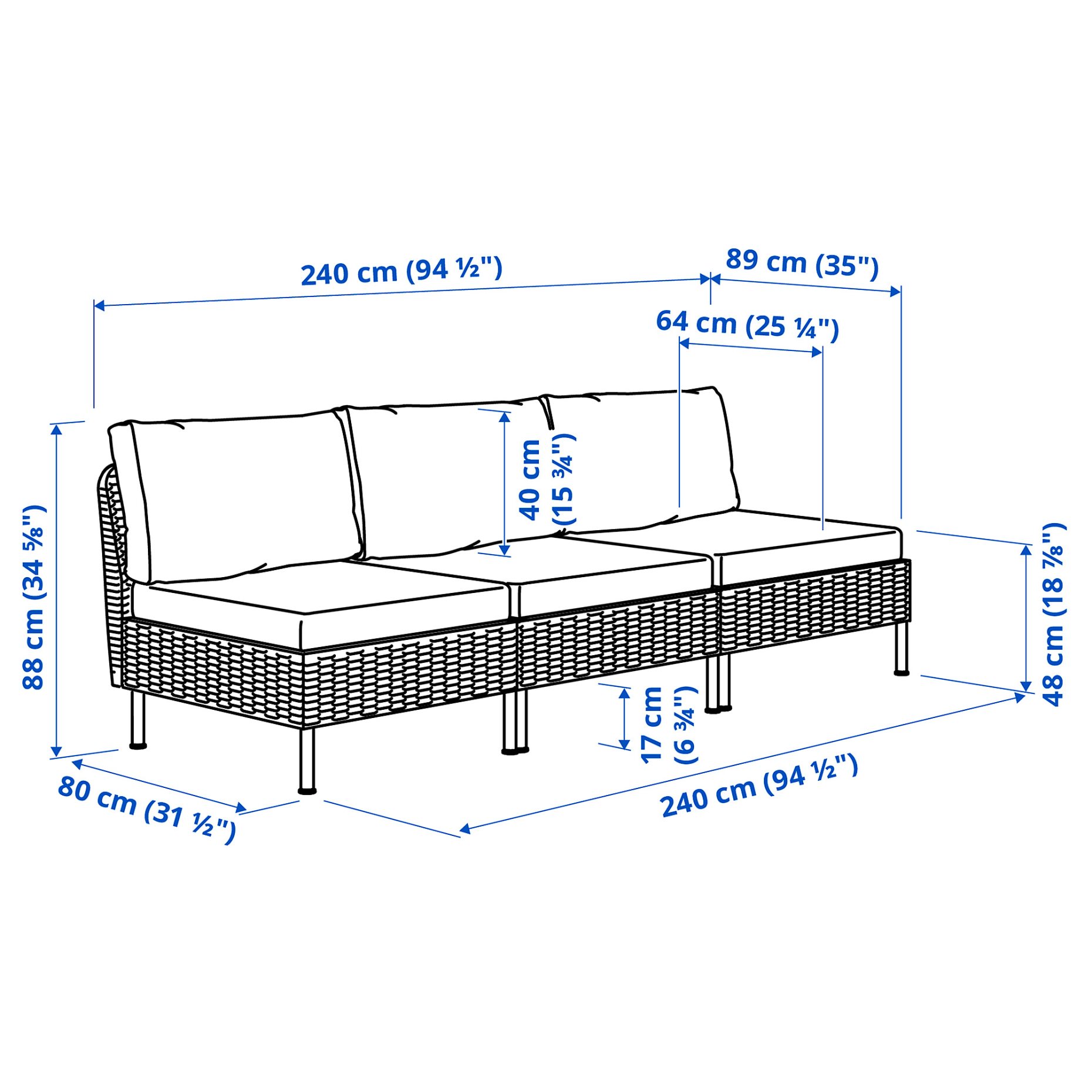 VITTSKÄR, 3-seat modular sofa, outdoor, 795.911.27