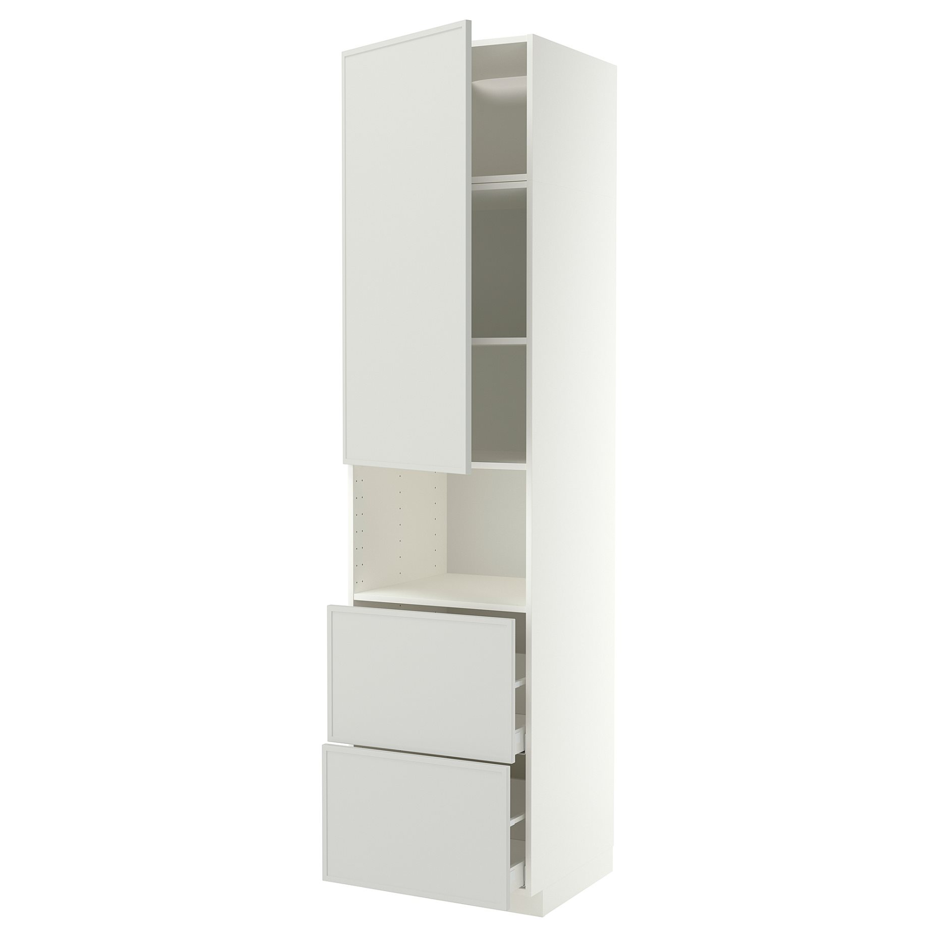 METOD, high cabinet for microwave with door/2 drawers, 60x60x240 cm, 796.049.93