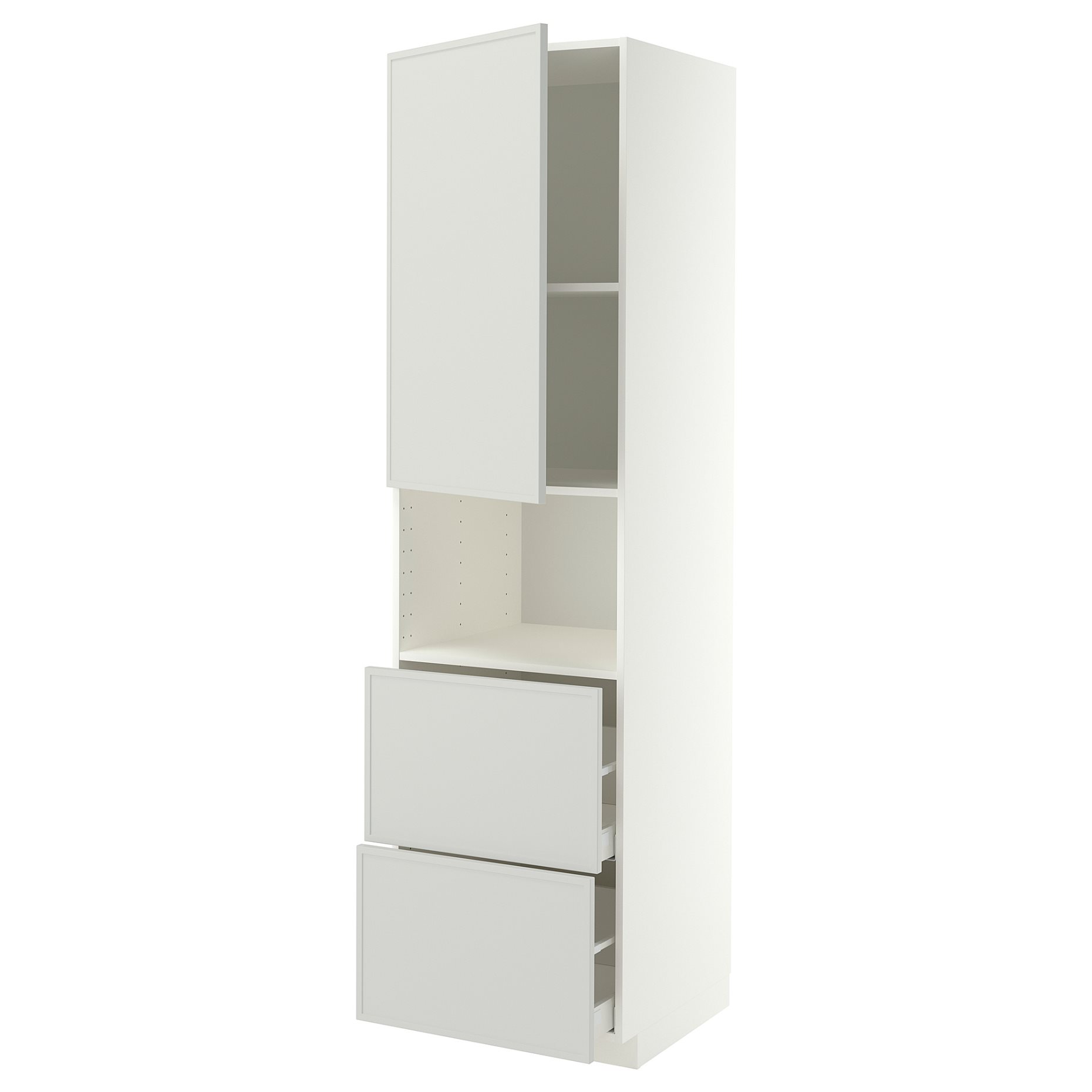 METOD, high cabinet for microwave with door/2 drawers, 60x60x220 cm, 796.051.91