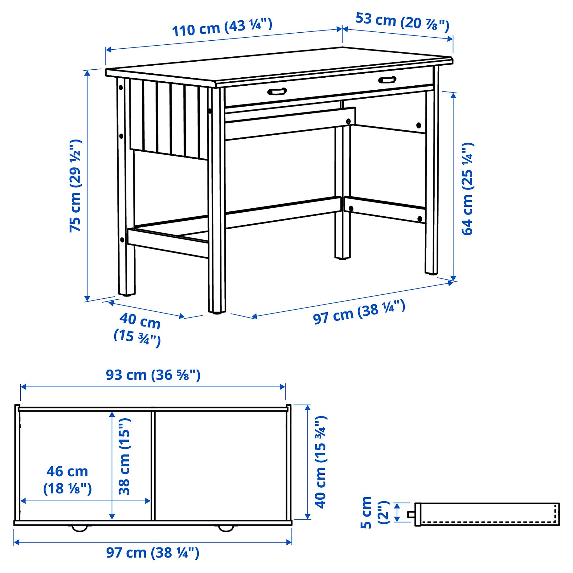 BRYTNING, desk with add-on unit, 110x53 cm, 796.208.65