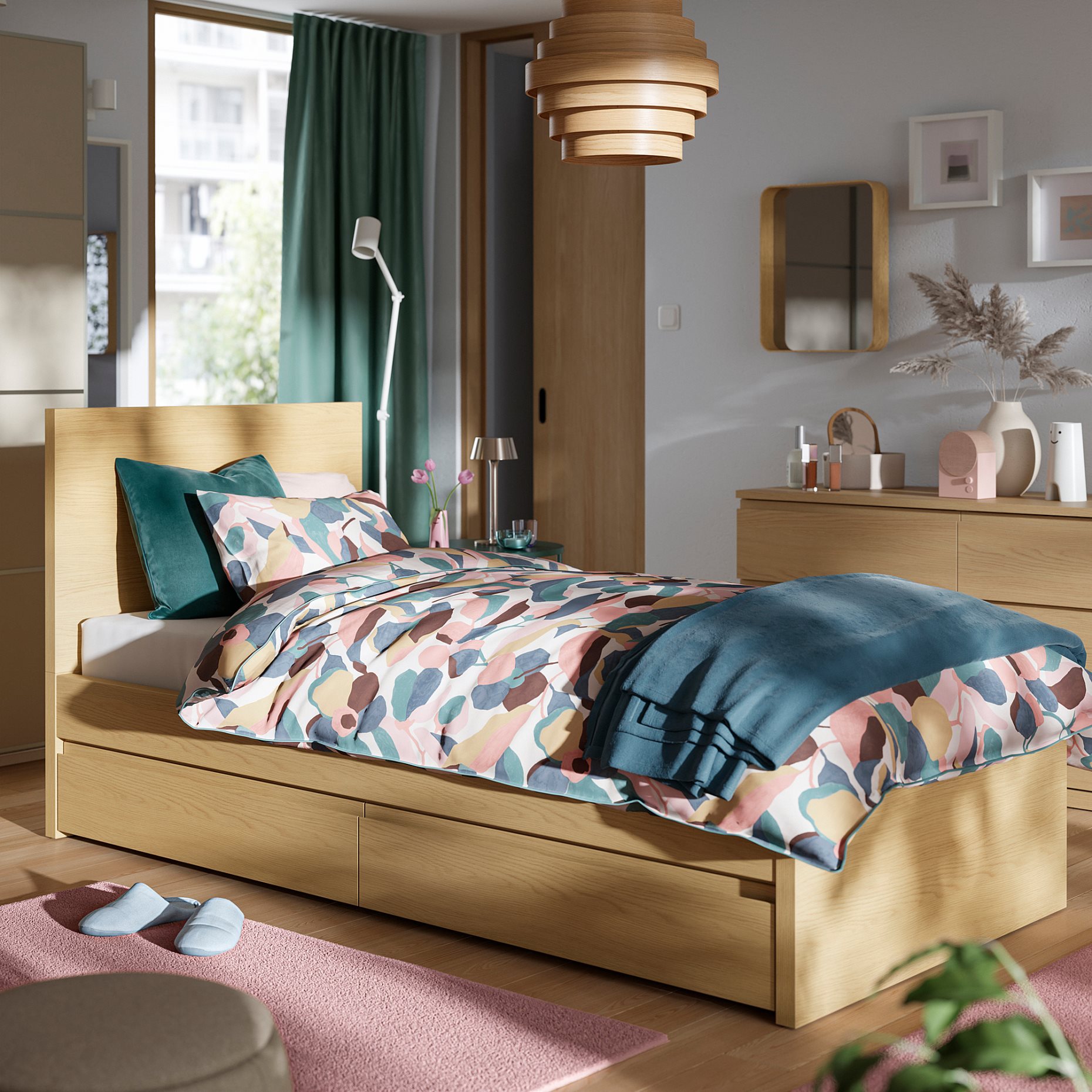 STORKLINTA, bed frame with 2 storage boxes, 90x200 cm, 796.308.31