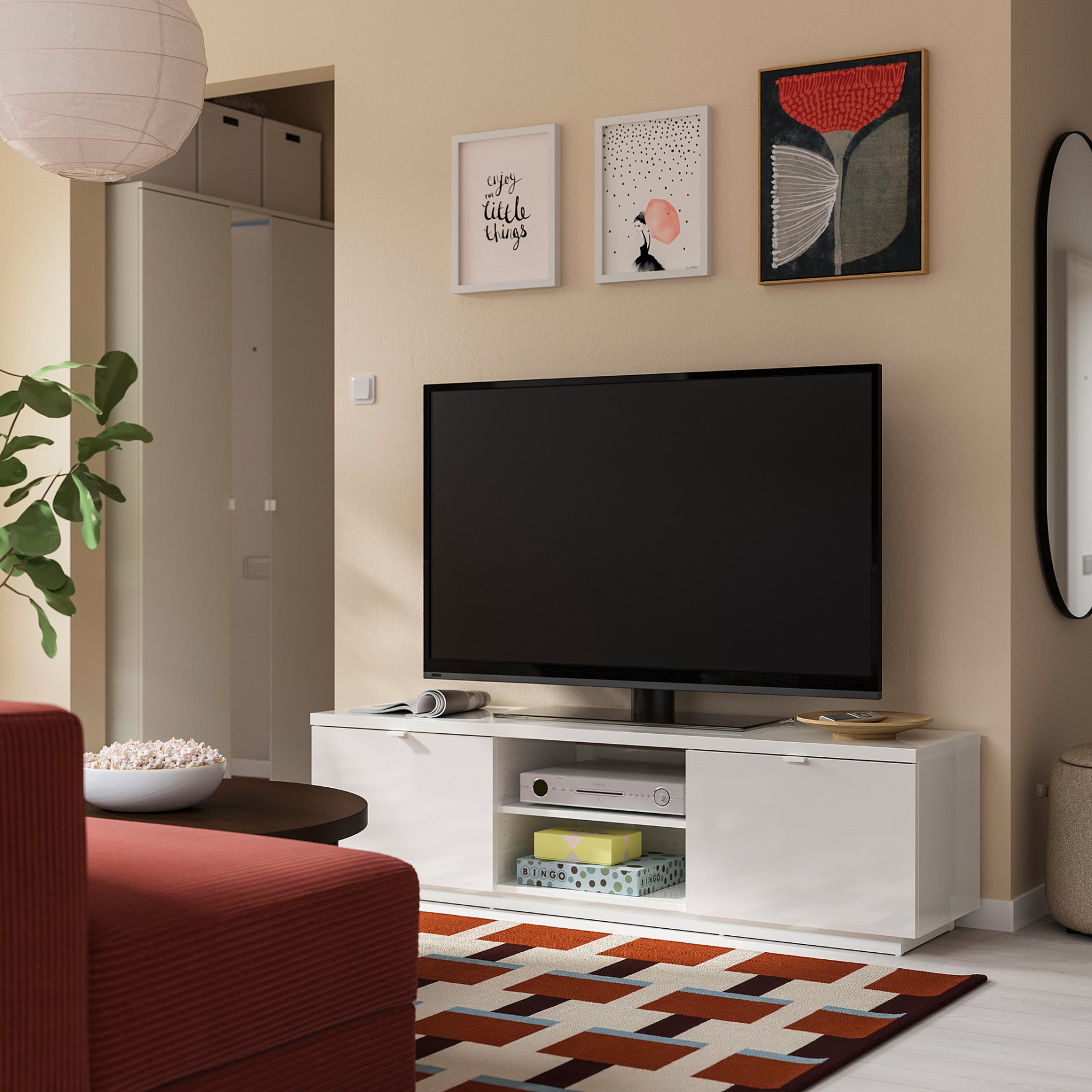 BYÅS, TV bench/high-gloss, 160x42x45 cm, 802.277.97