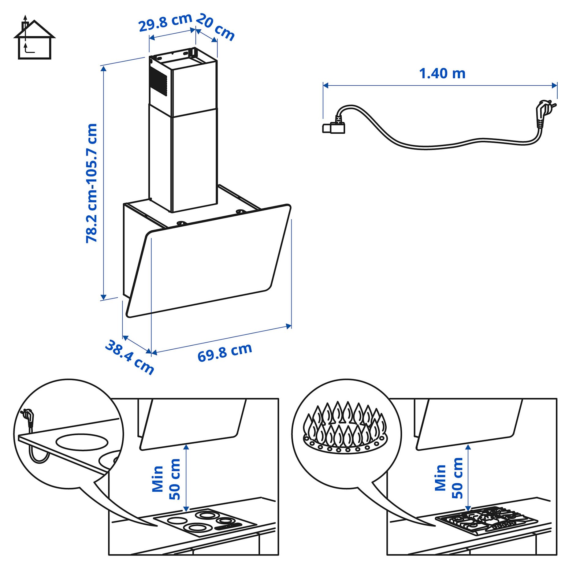 FINSMAKARE, wall mounted extractor hood, 803.923.20