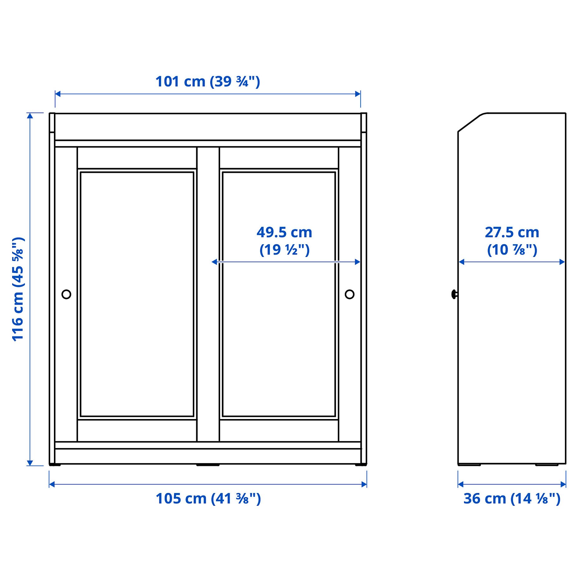 HAUGA, glass-door cabinet, 105x116 cm, 804.150.48