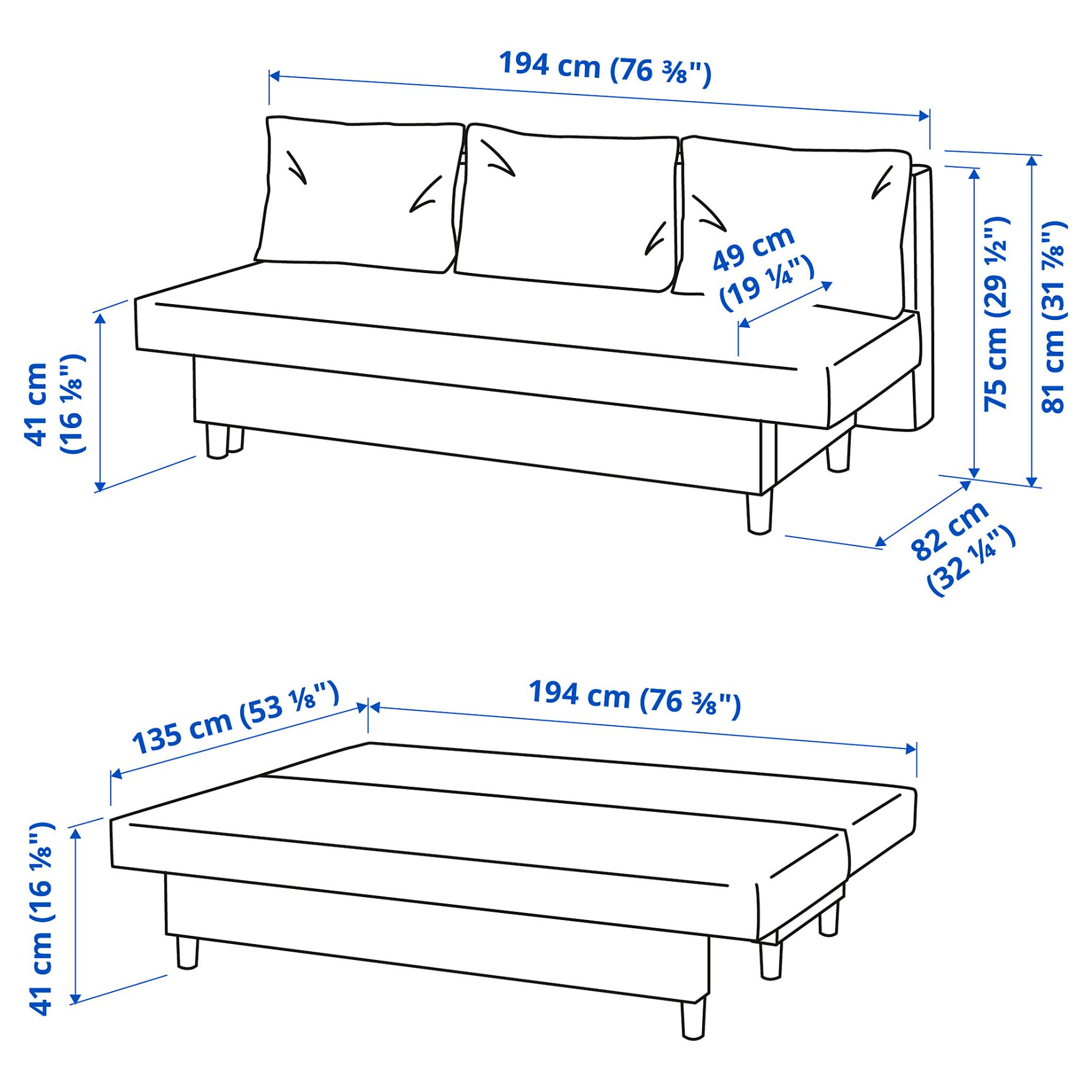 ÄLVDALEN, τριθέσιος καναπές-κρεβάτι, 804.625.96