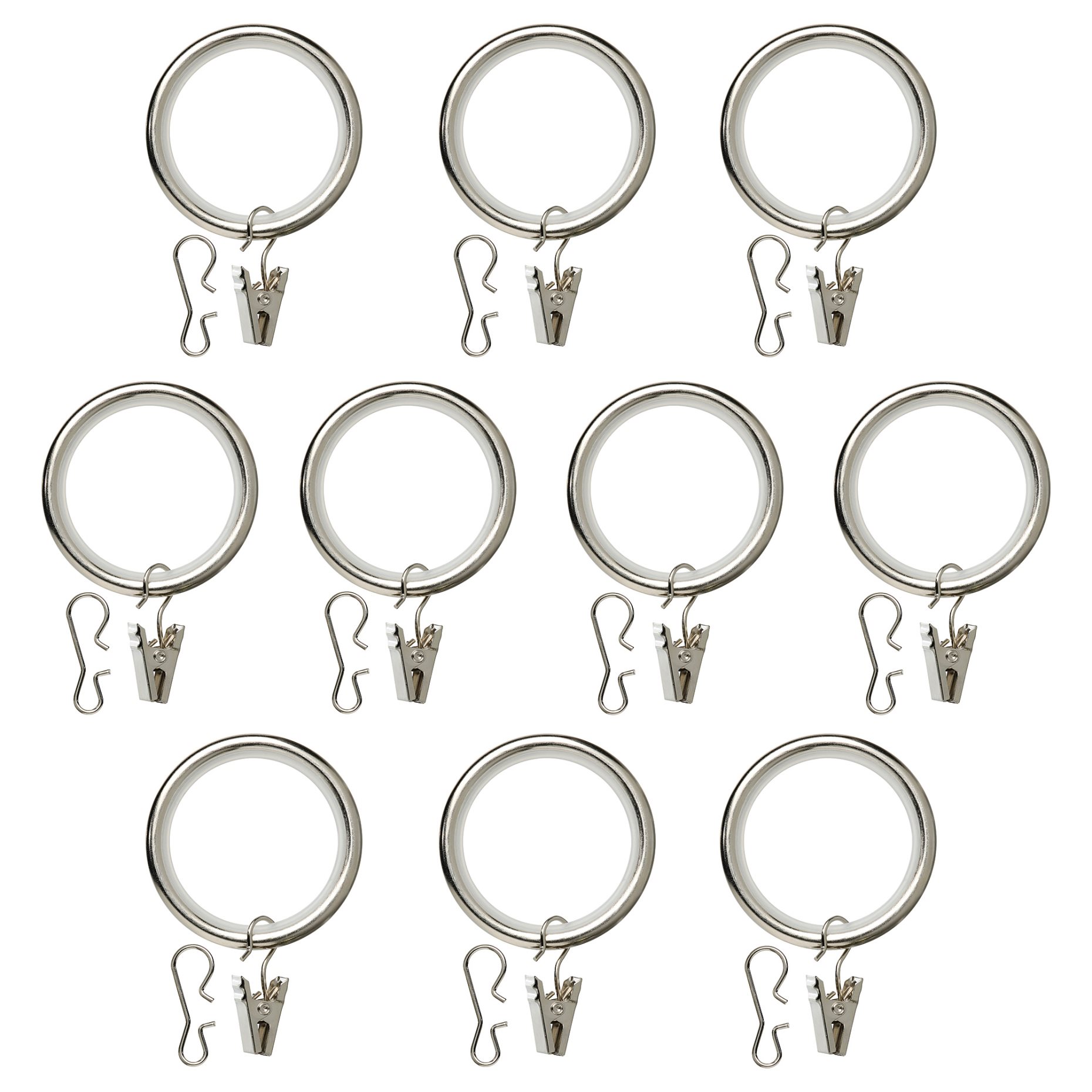 SYRLIG, curtain ring with clip and hook 10 pack, 38 mm, 804.897.89