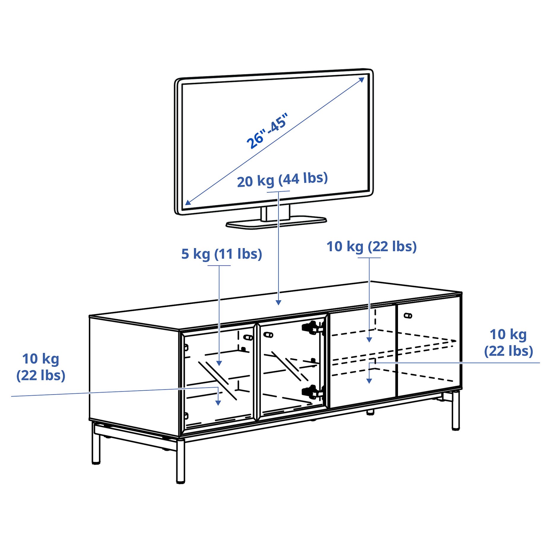 BOASTAD, TV bench, 121x42 cm, 805.070.24