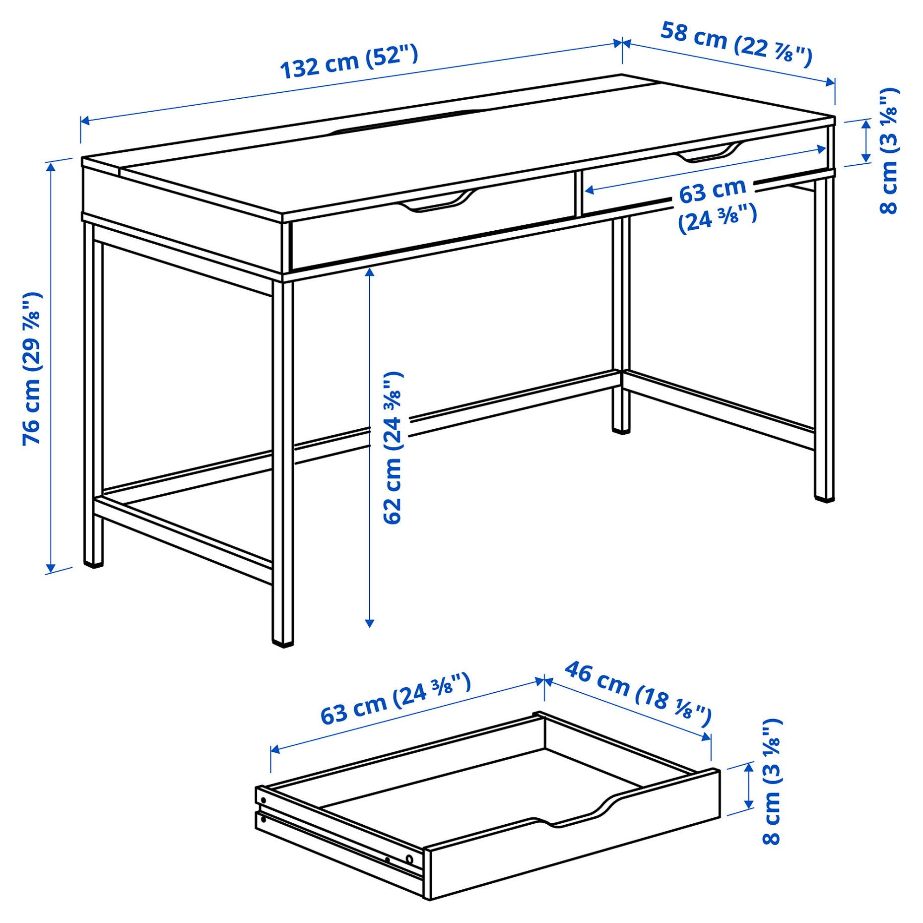 ALEX, desk, 132x58 cm, 805.888.88