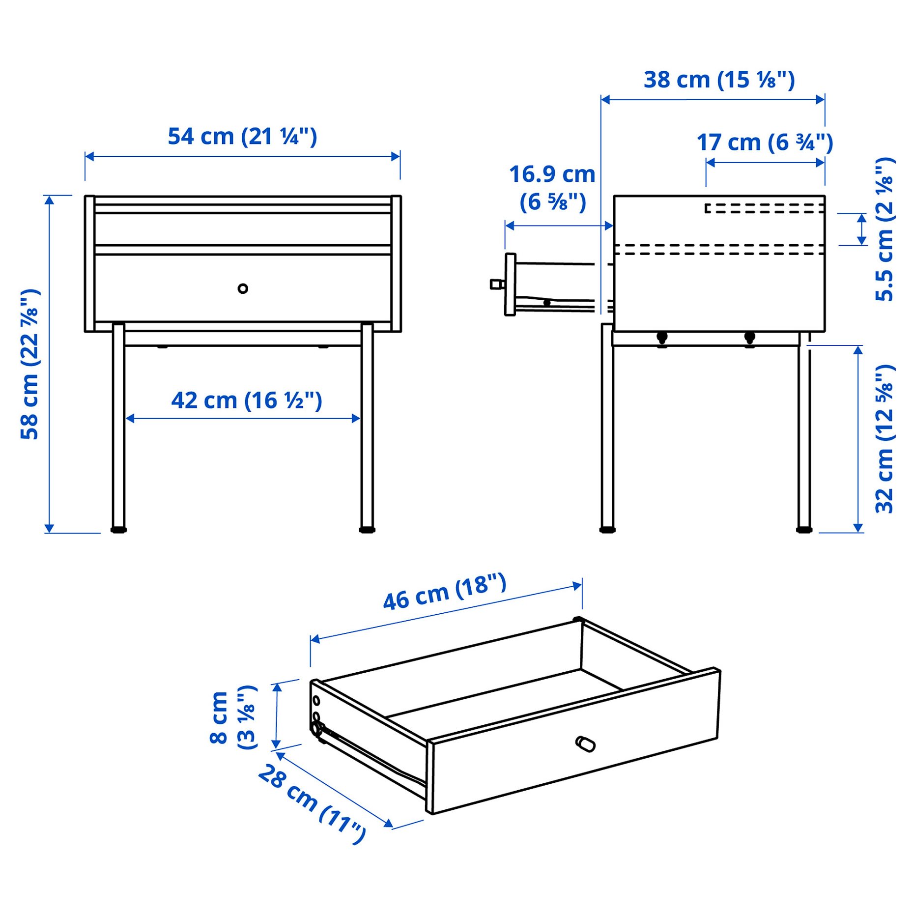 RÅDMANSÖ, bedside table, 54x38x58 cm, 805.935.97