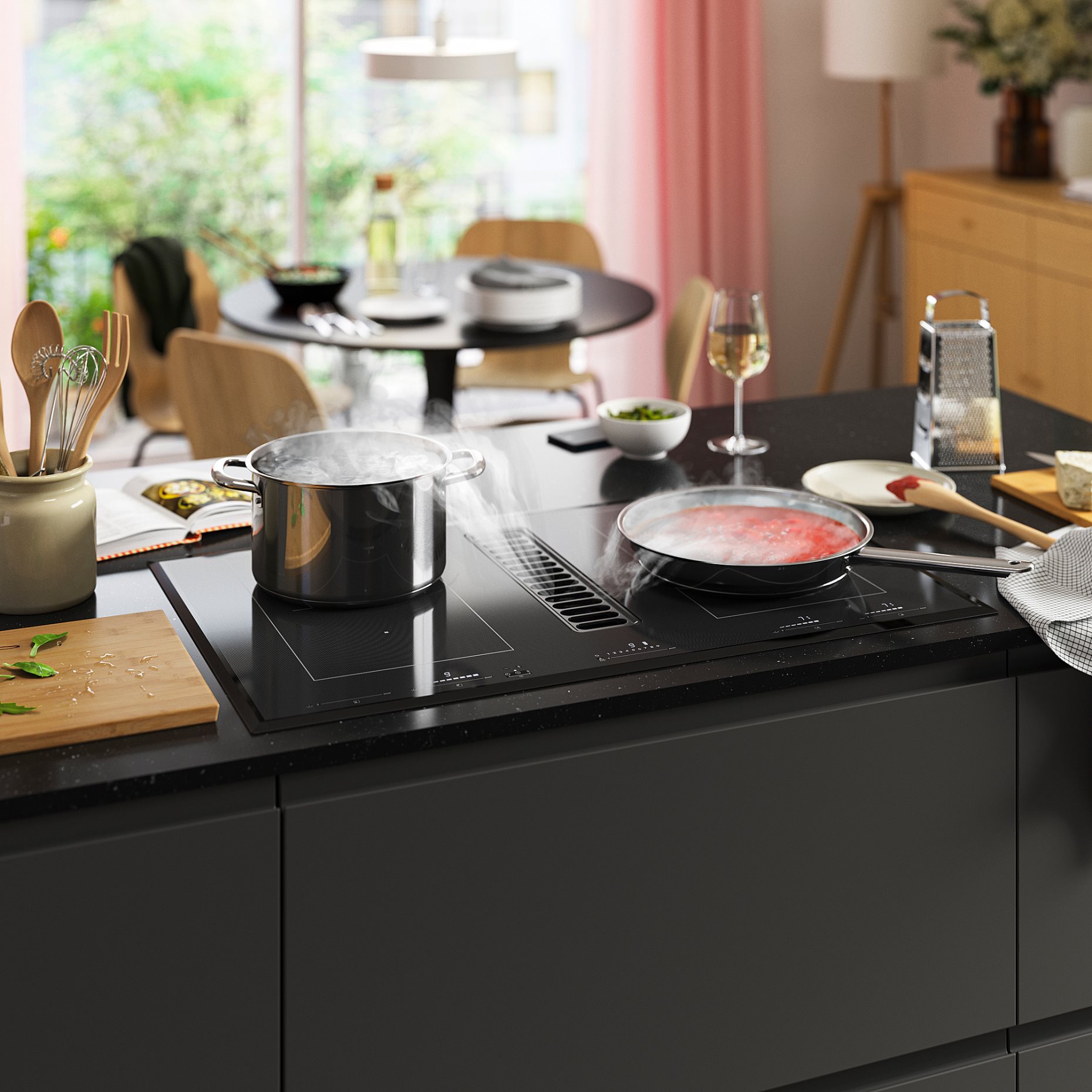TÄCKNAN, induction hob/integrated extractor/IKEA 500, 83 cm, 806.072.88