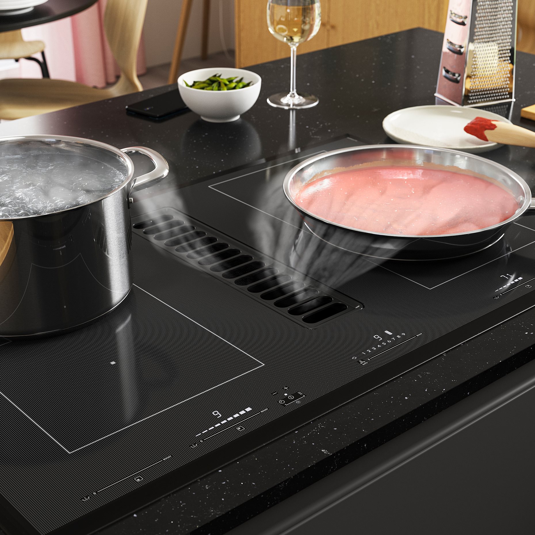 TÄCKNAN, induction hob/integrated extractor/IKEA 500, 83 cm, 806.072.88