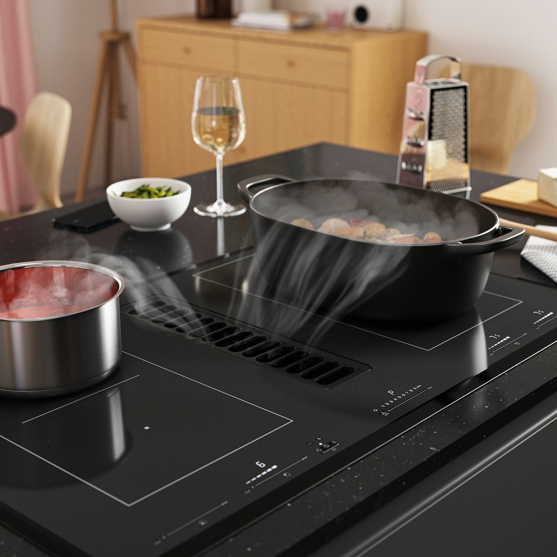 TÄCKNAN, induction hob/integrated extractor/IKEA 500, 83 cm, 806.072.88