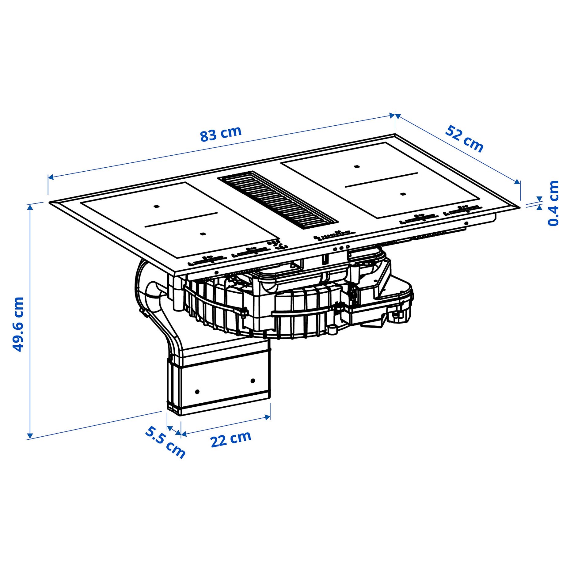TÄCKNAN, induction hob/integrated extractor/IKEA 500, 83 cm, 806.072.88