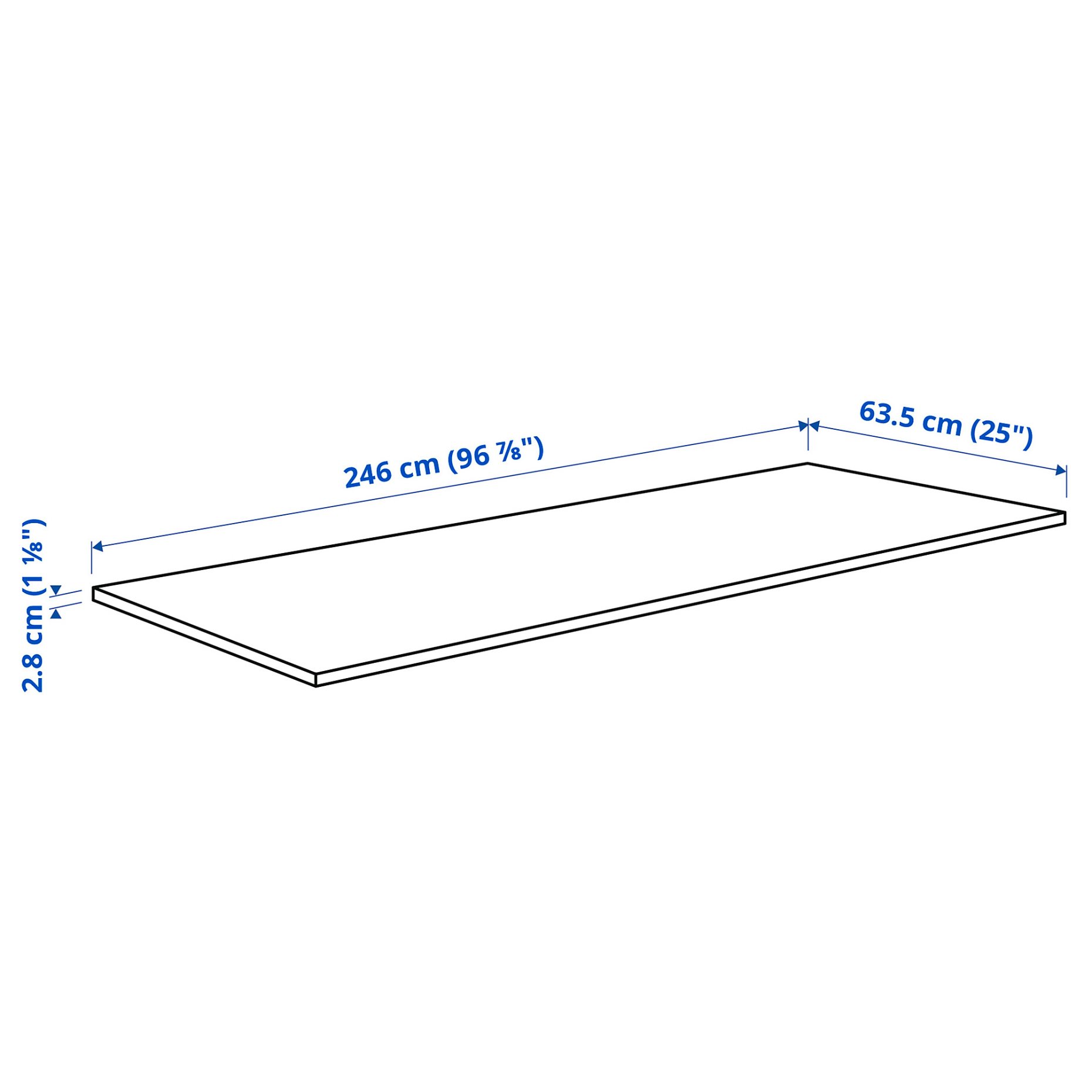 EKBACKEN, worktop, 246x2.8 cm, 806.090.46