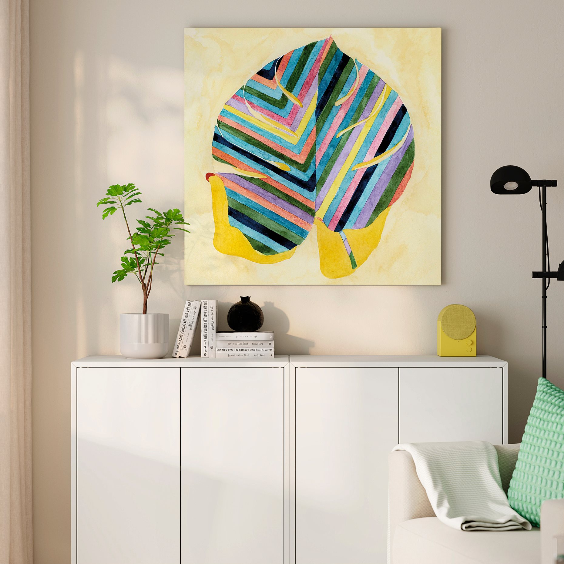 PJÄTTERYD, πίνακας/ριγέ φύλλο, 90x90 cm, 806.234.48