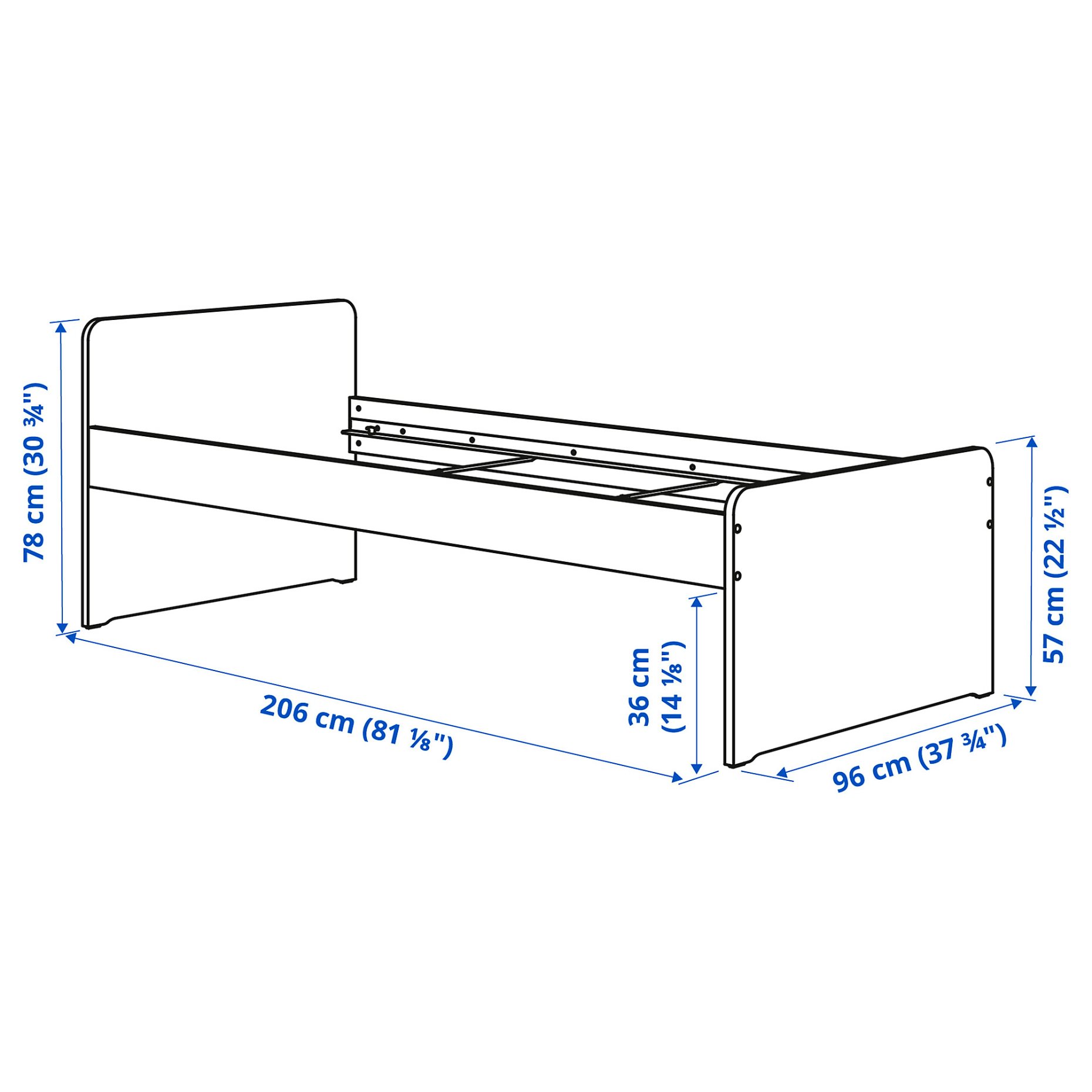 SLÄKT, bed frame with 3 storage boxes, 90x200 cm, 893.860.70