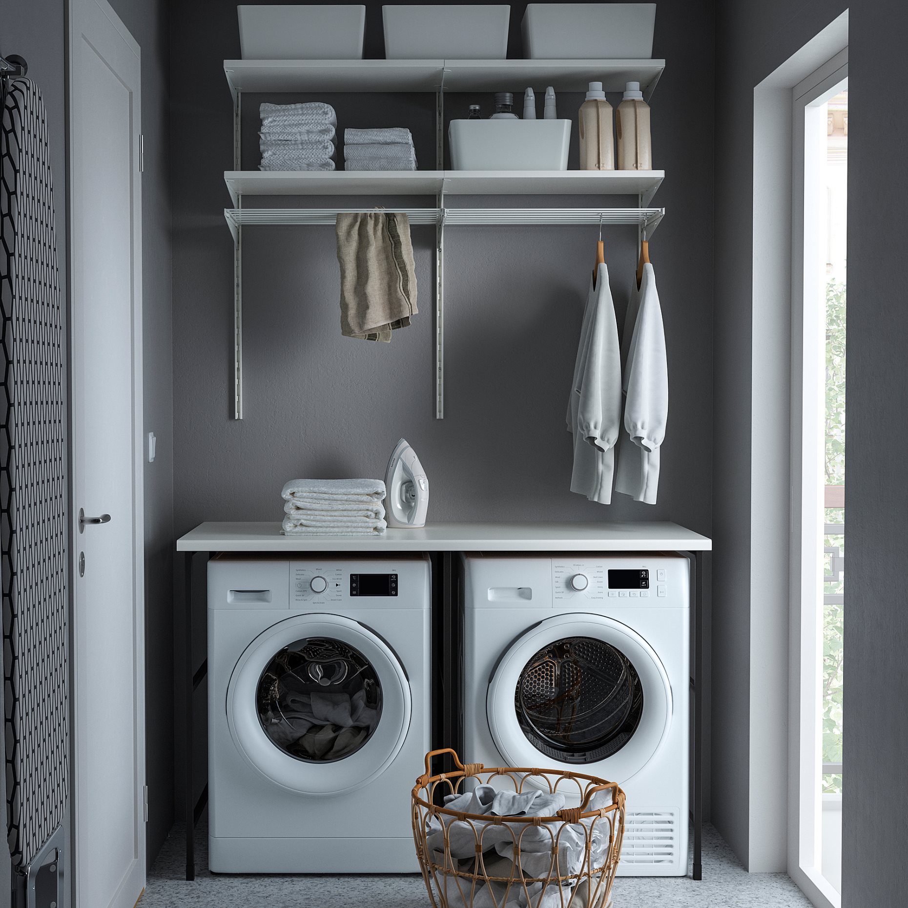 ENHET, επιφάνεια με πλαϊνο πάνελ/πόδια στήριξης, 139x63.5x87.5 cm, 894.774.28