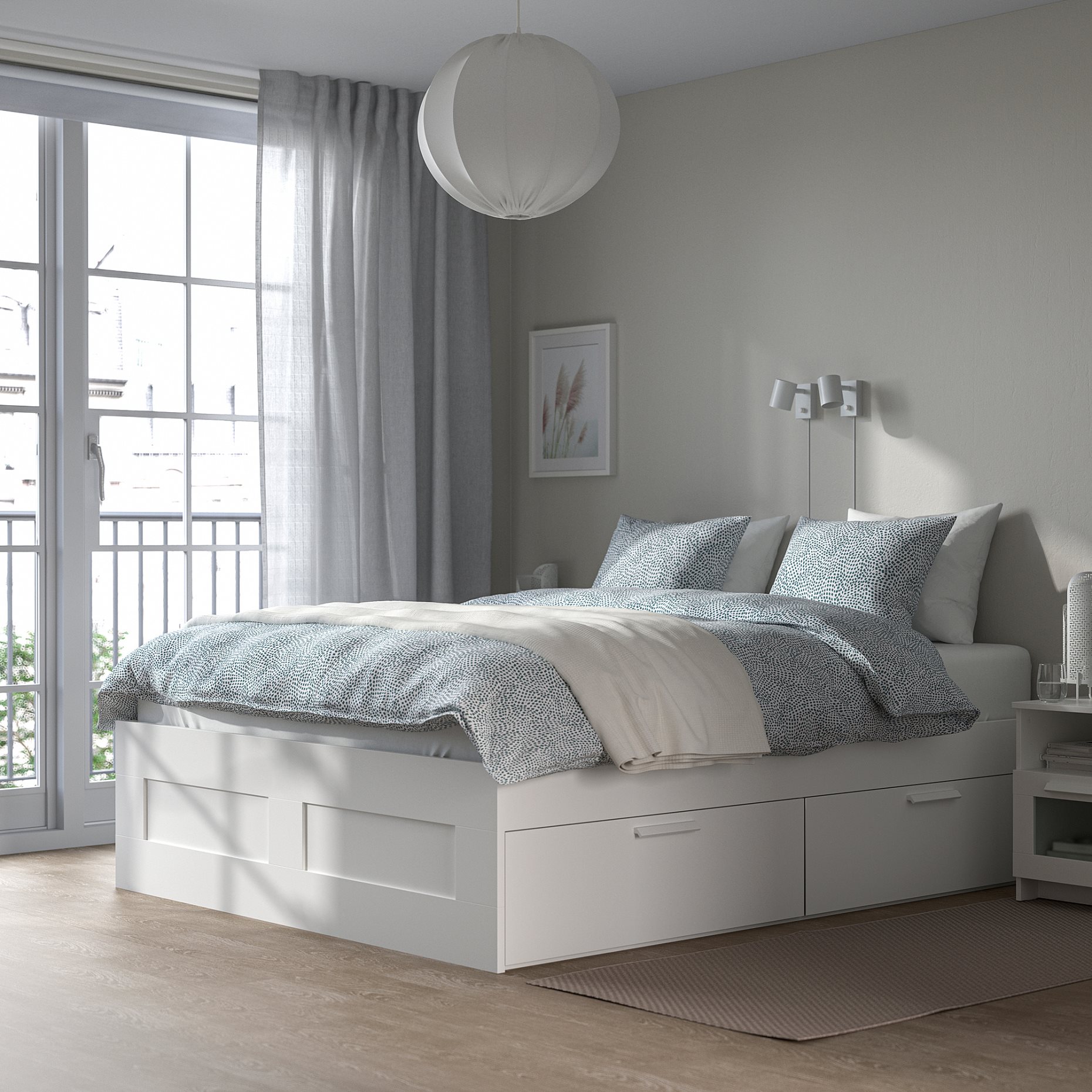 BRIMNES, bed frame with storage, 140X200 cm, 894.948.85