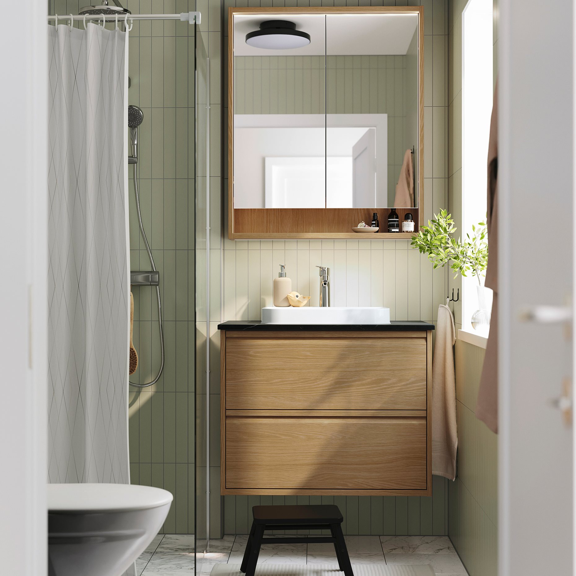 FAXALVEN, mirror cabinet with built-in lighting, 80x15x95 cm, 895.167.12