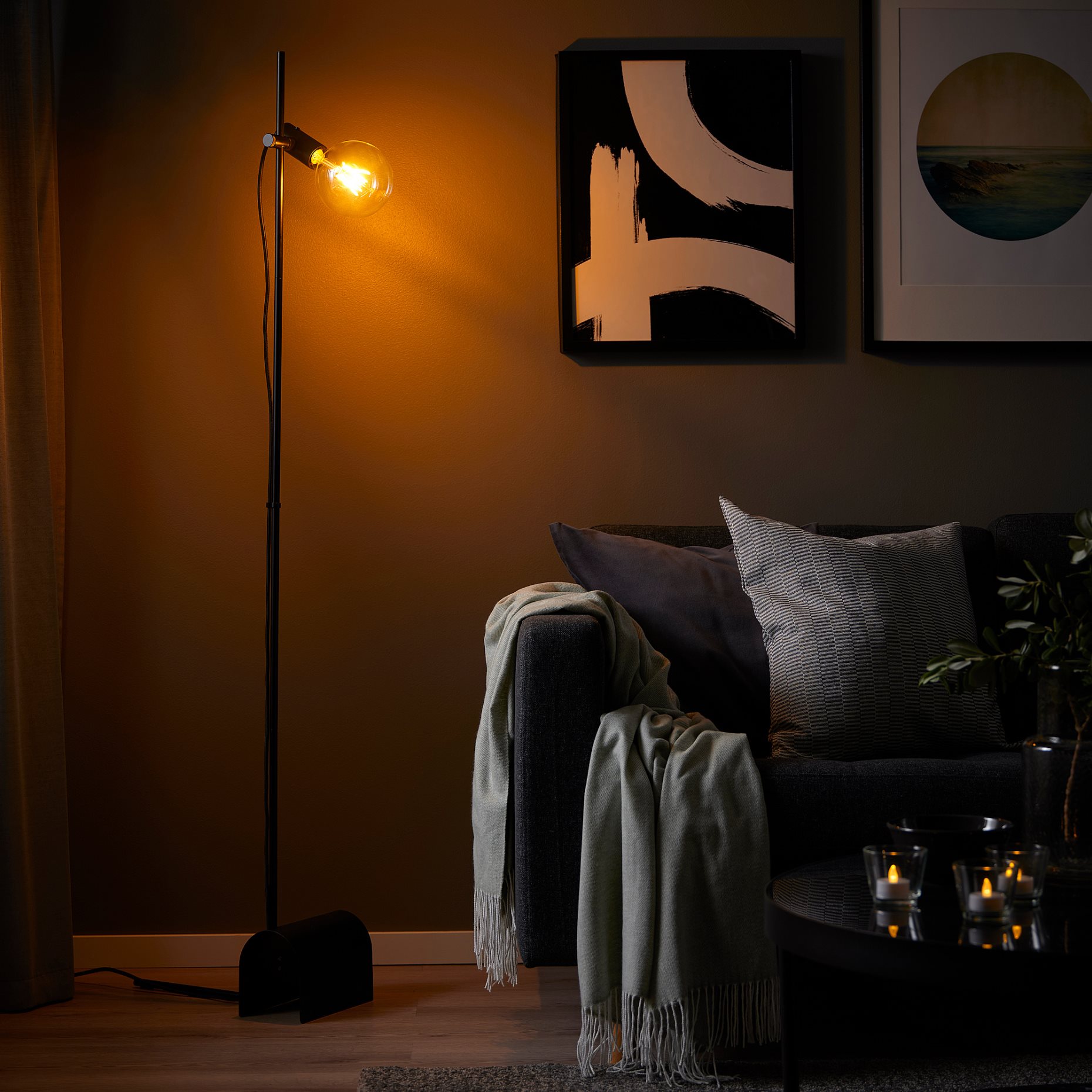 HARSLINGA/LUNNOM, floor lamp with light bulb, 895.169.48