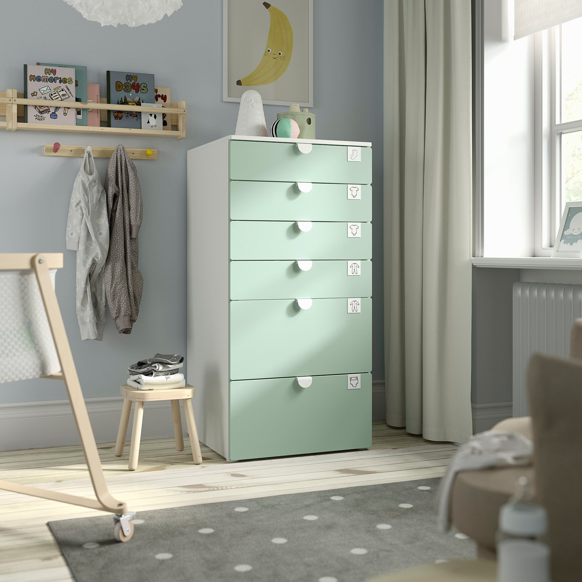 SMASTAD/PLATSA, chest of 6 drawers, 60x57x123 cm, 895.453.28