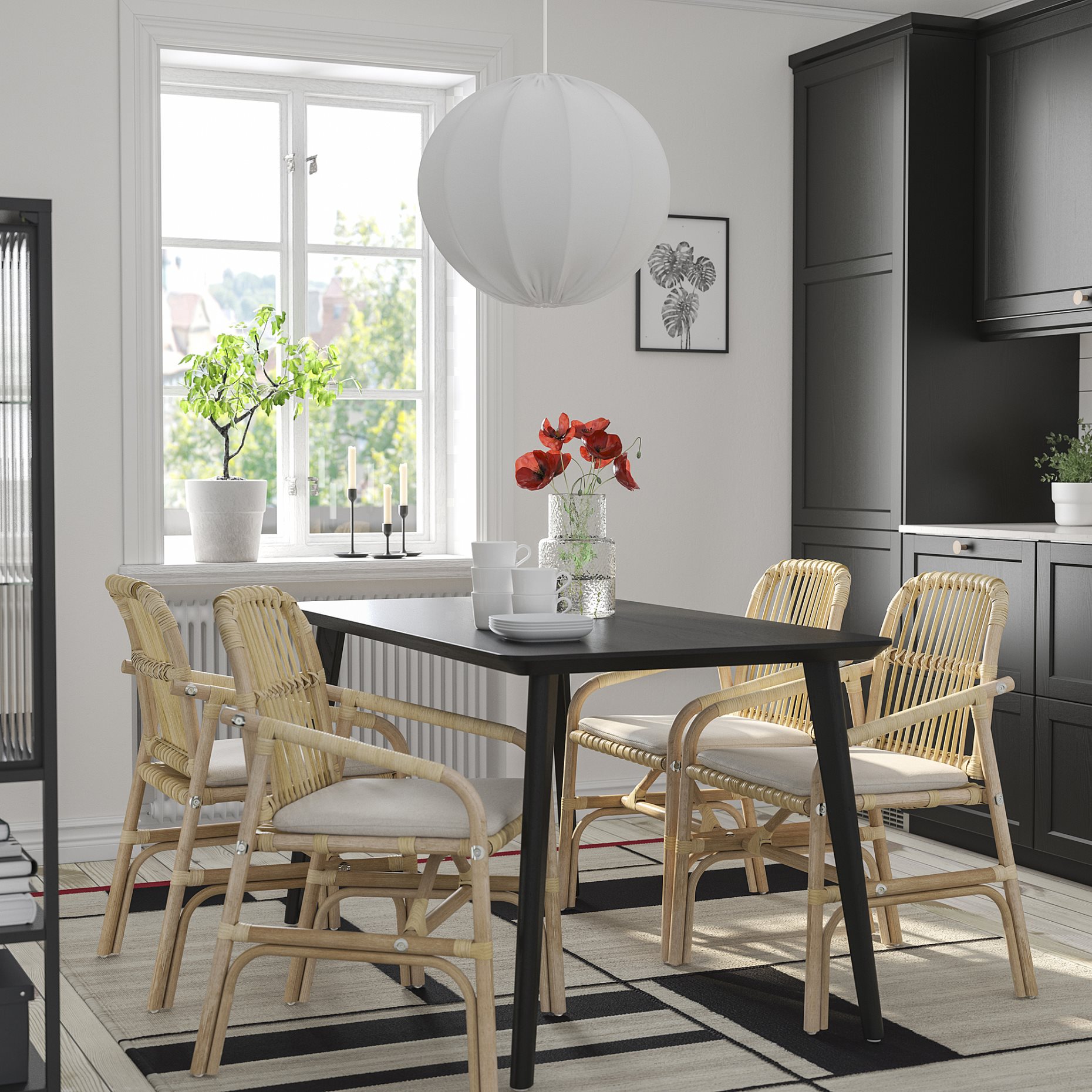 SALNO/GRYTTOM, chair with cushion/rattan, 895.646.04