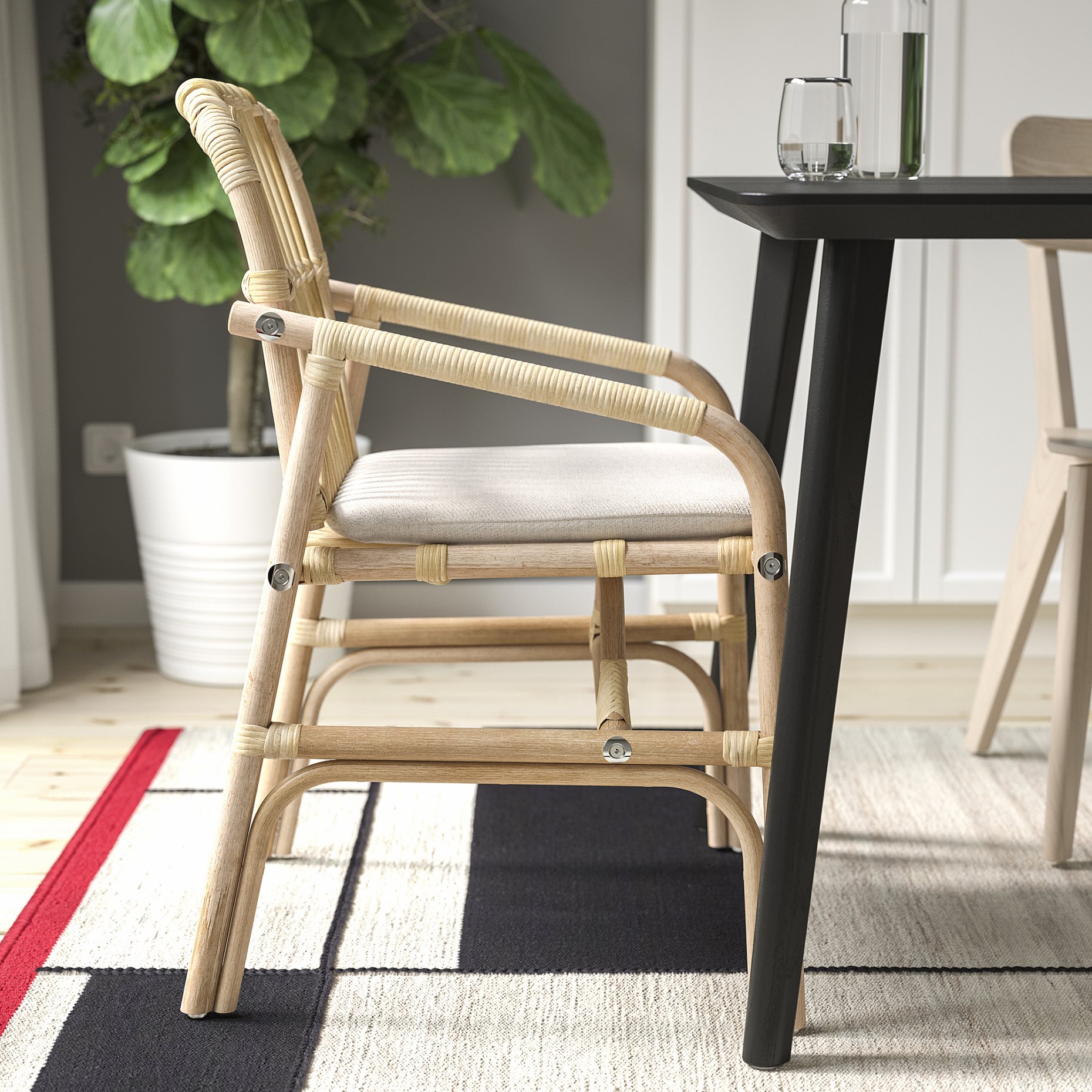 SALNO/GRYTTOM, chair with cushion/rattan, 895.646.04