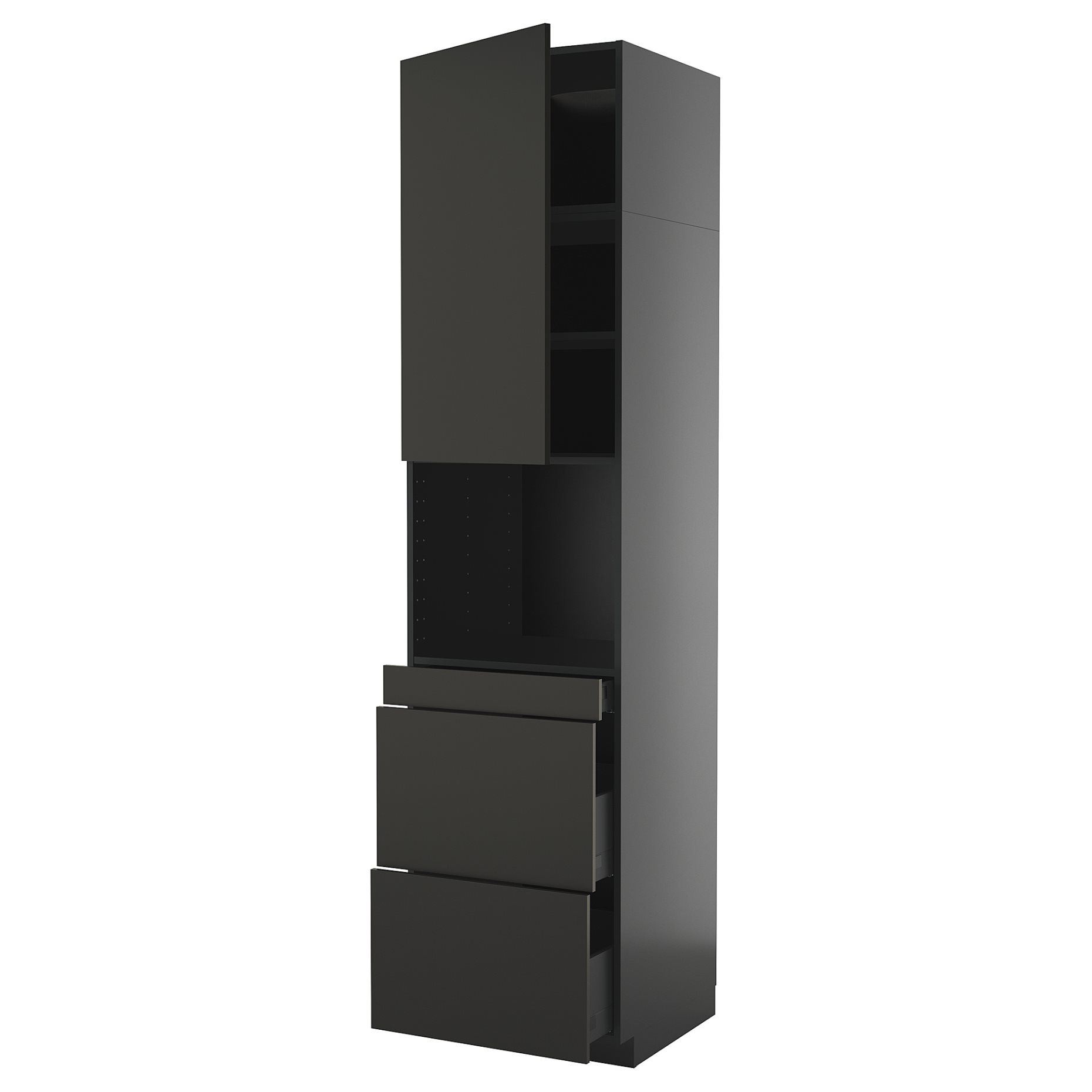 METOD/KNIVSHULT, high cabinet for microwave combi with door/3 drawers, 60x60x240 cm, 895.881.48