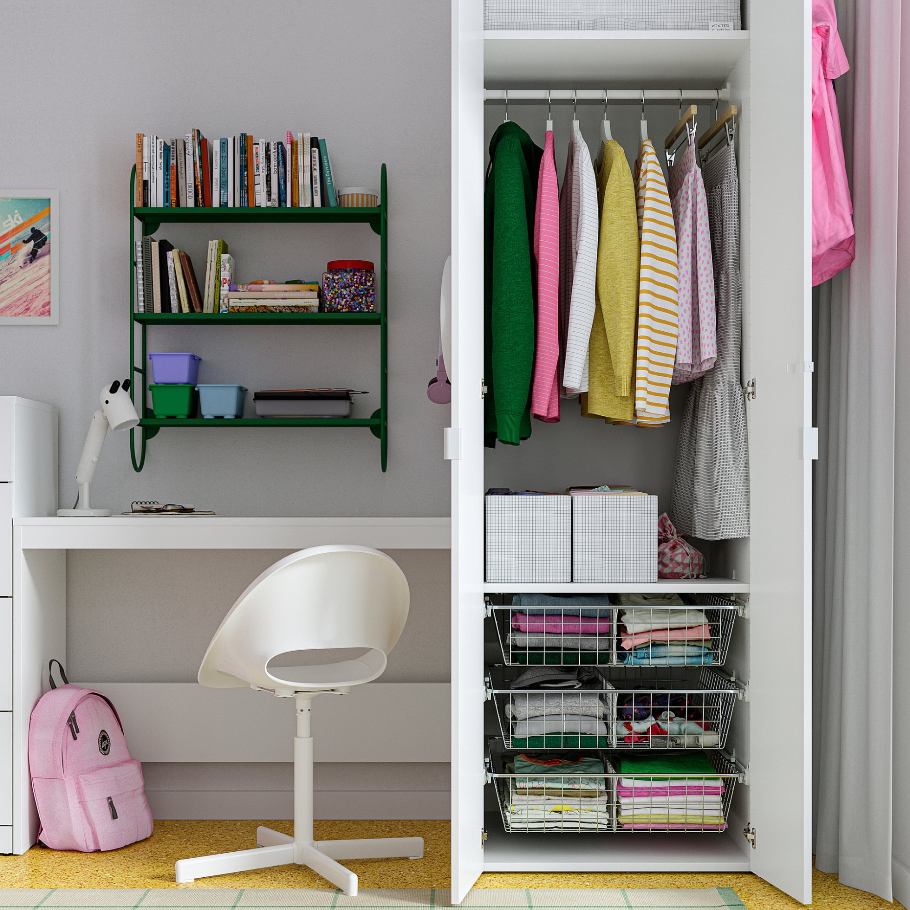 LASTARE, storage combination with table, 220x62x200 cm, 896.038.89
