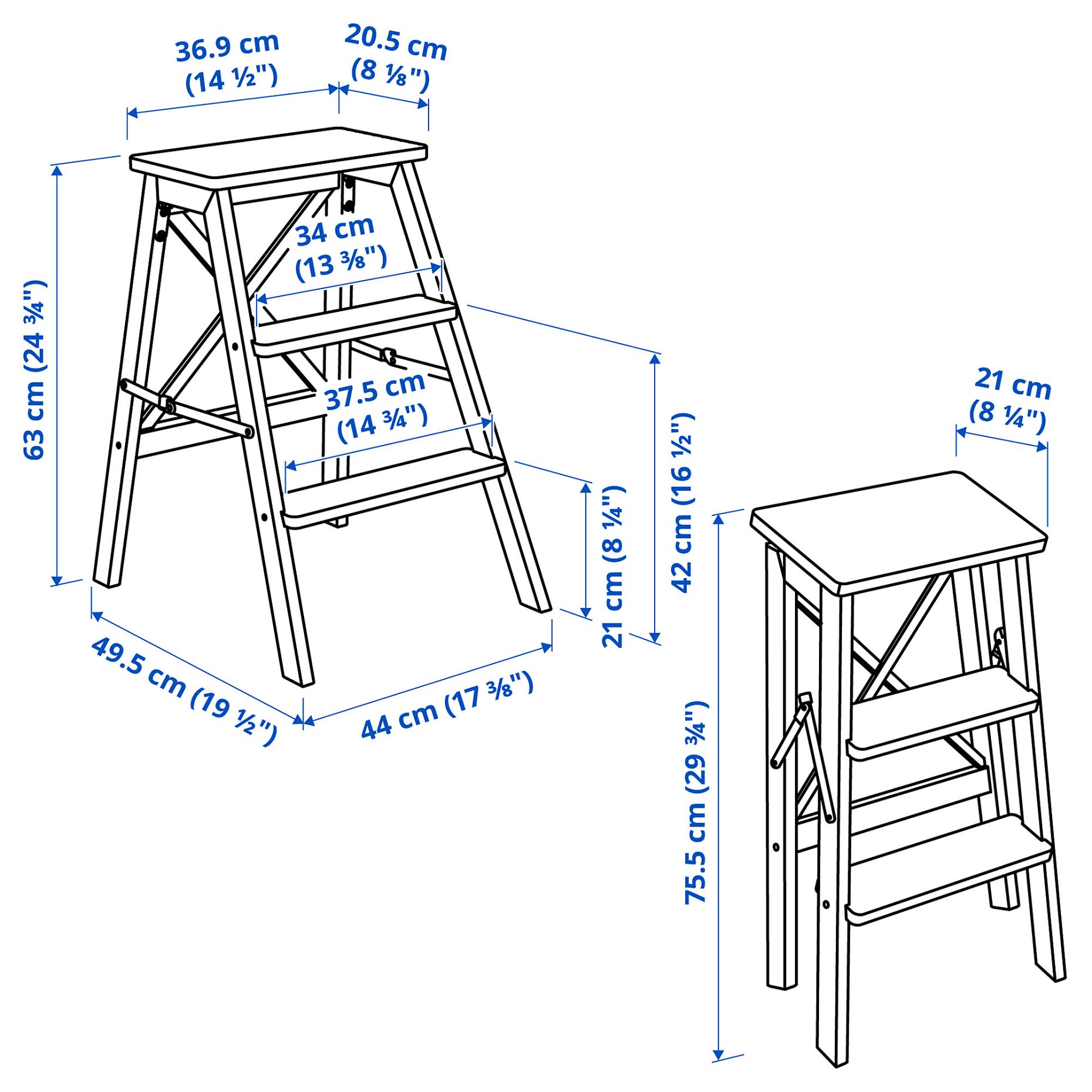 BEKVÄM, stepladder, 3 steps, 901.904.11