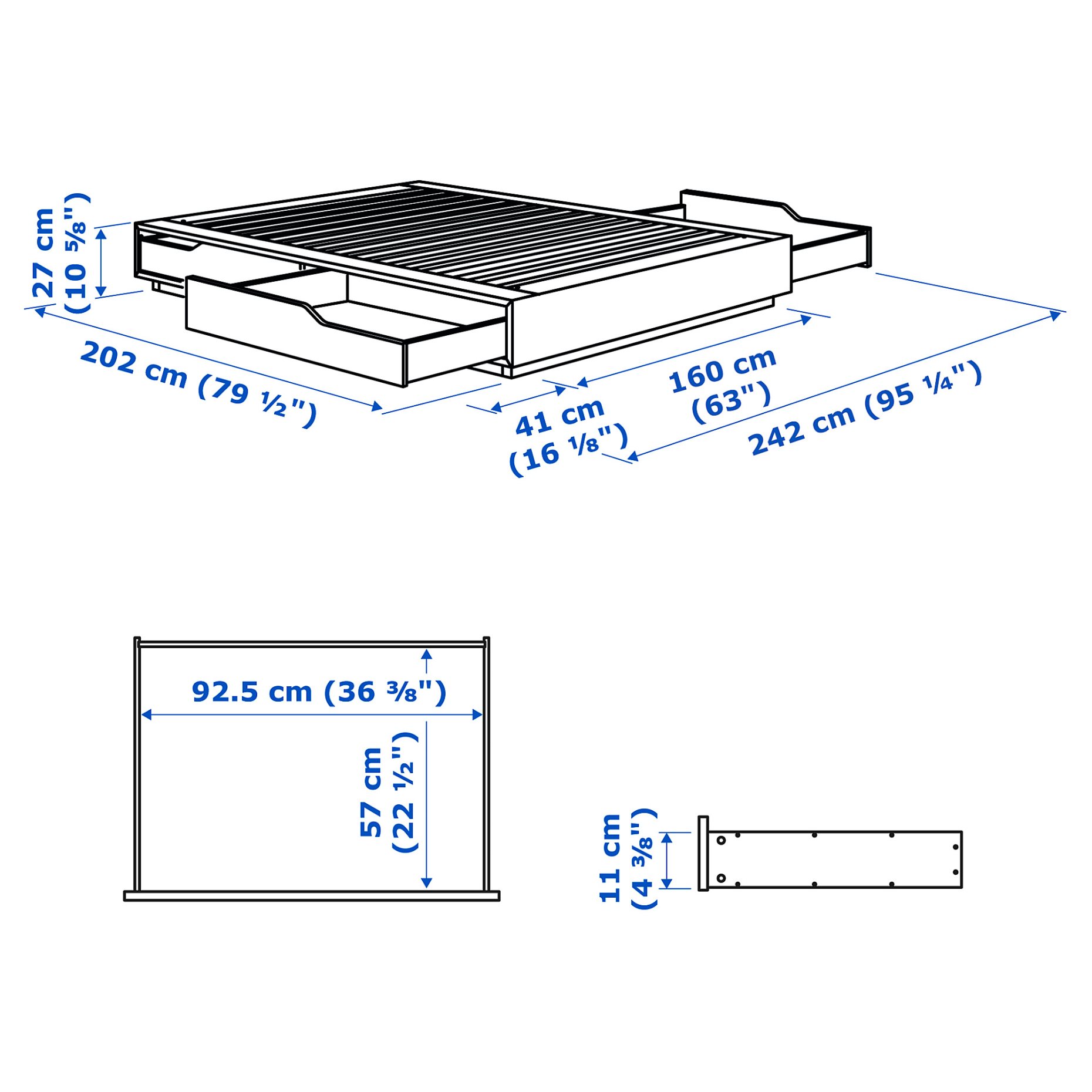 MANDAL, bed with storage, 160x200 cm, 902.804.83