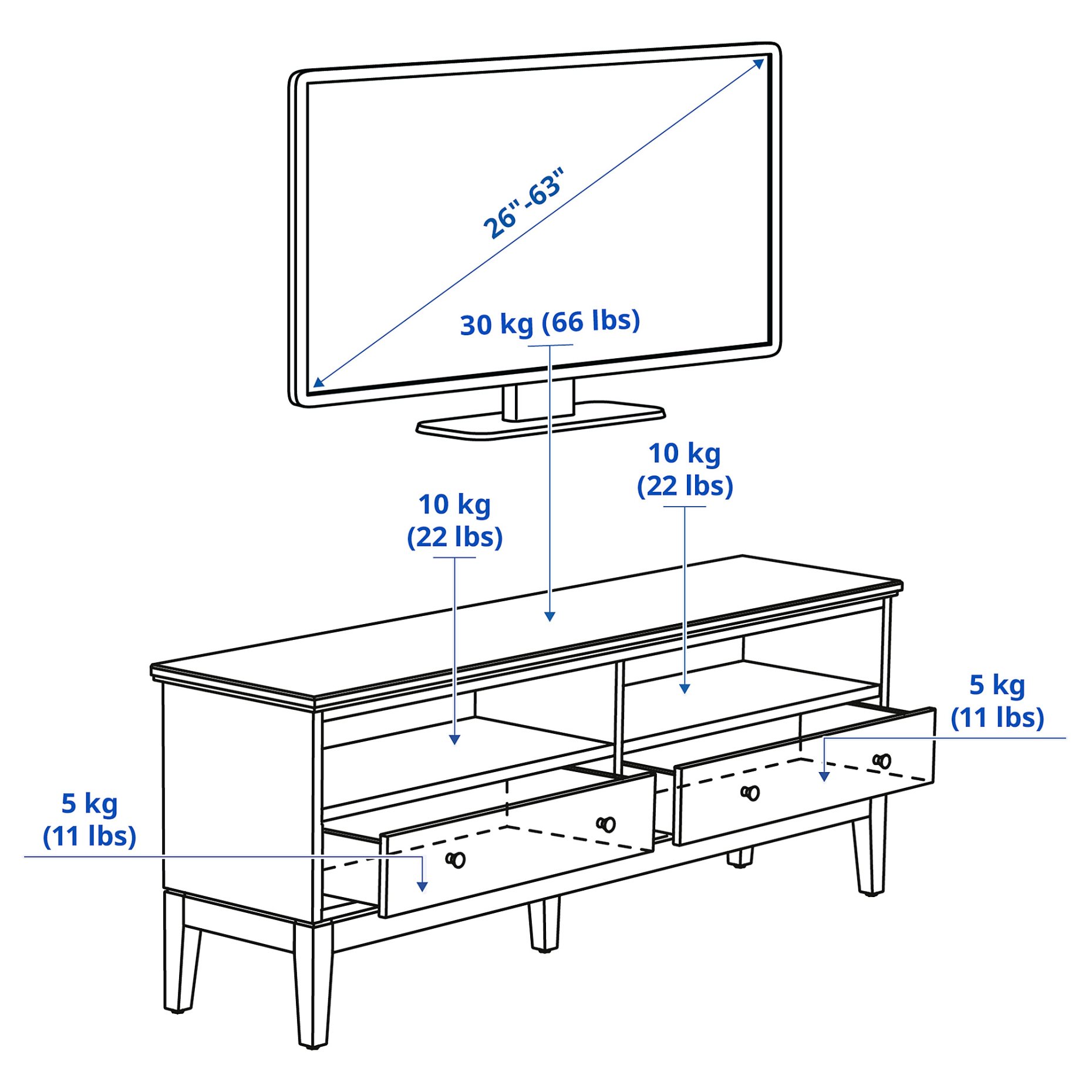 IDANÄS, έπιπλο TV, 162x40x63 cm, 904.878.60